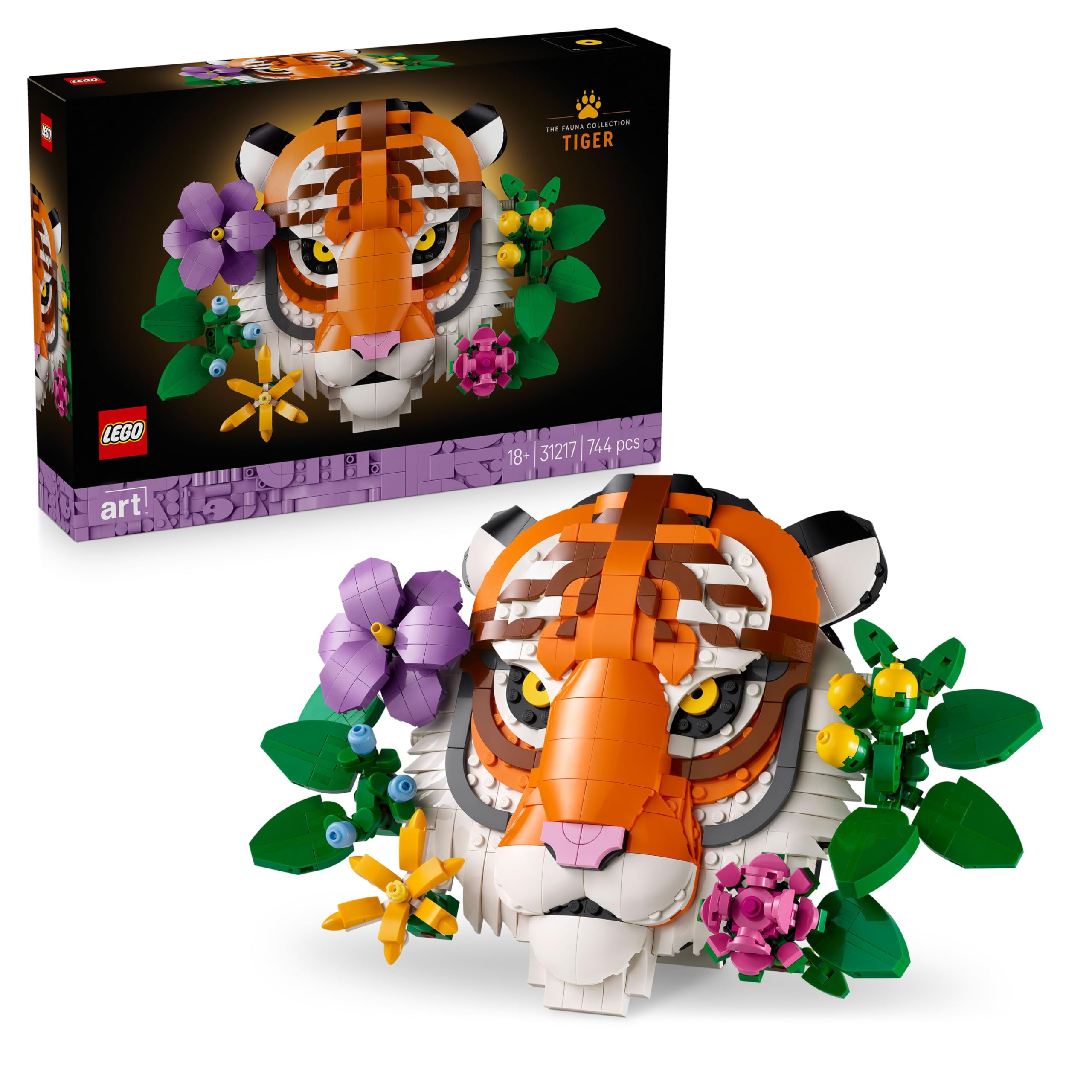 LEGO Art The Fauna Collection - Tiger 31217 | Buildable 3D Wall Art | 744 Pieces | Ages 18+