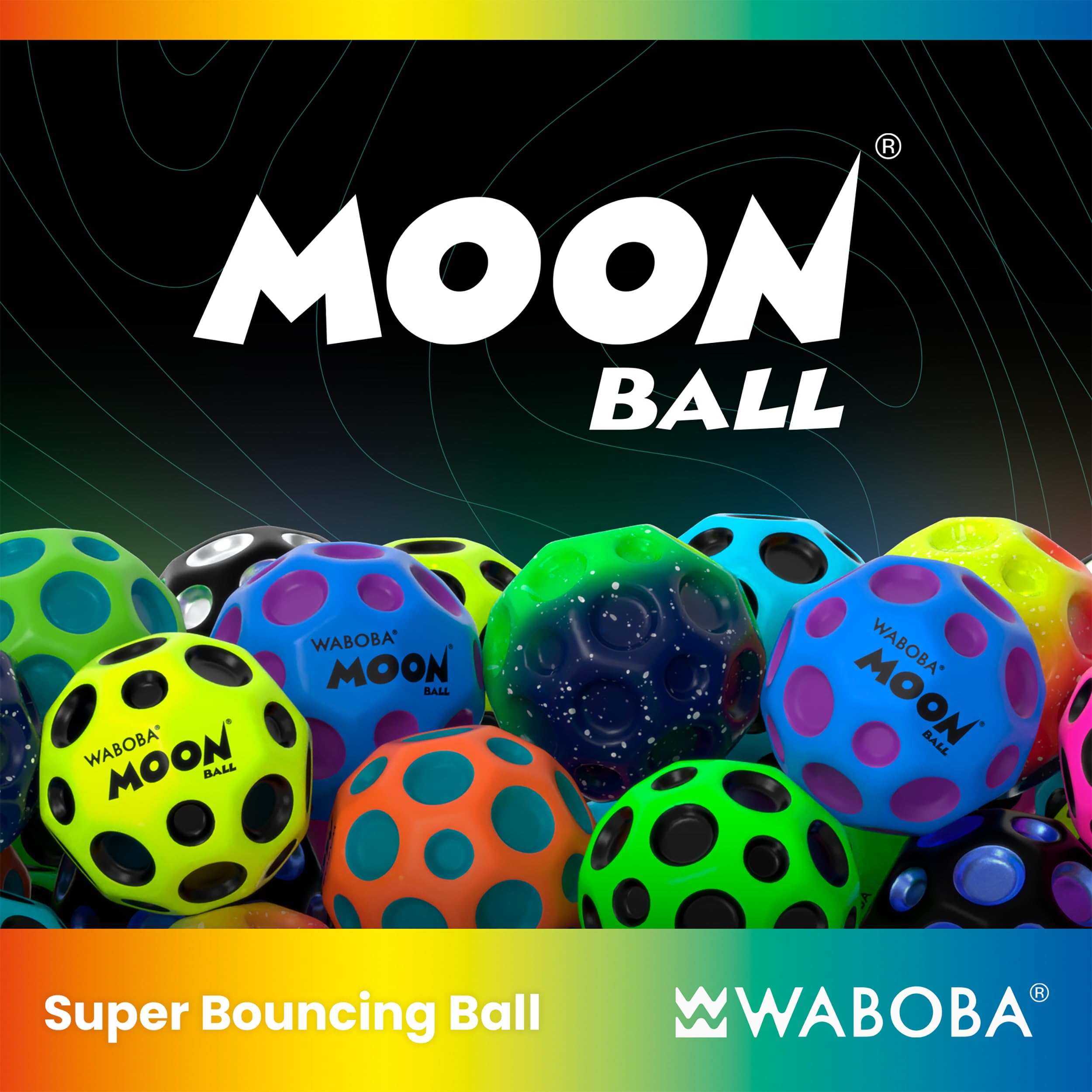 Waboba The Original Moon Ball - Hyper Bouncy Ball for All Ages | Rainbow | 65mm 2