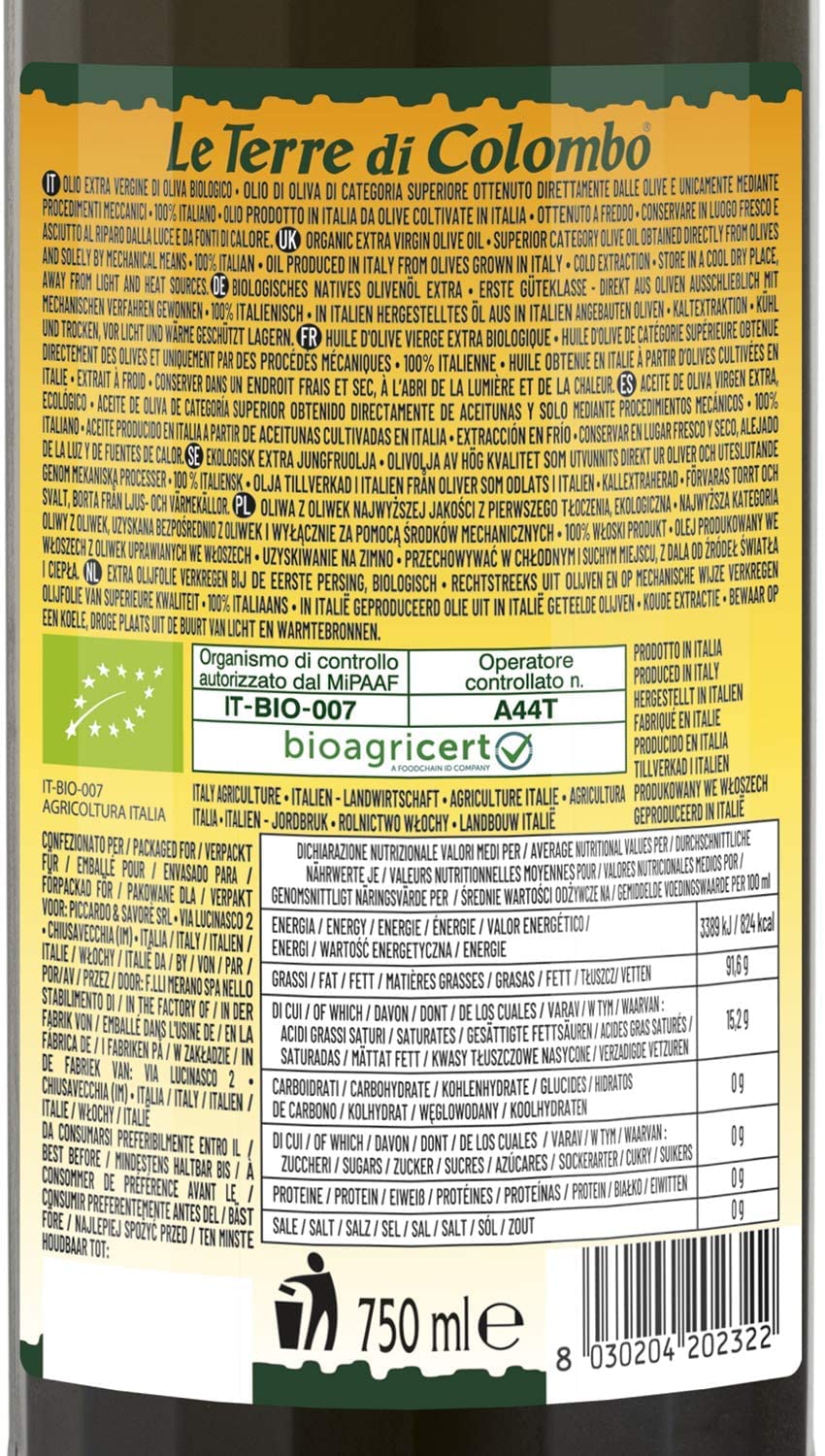 Le Terre di Colombo Organic Extra Virgin Olive Oil - Cold Pressed | 750 ml | Italian Olives 3