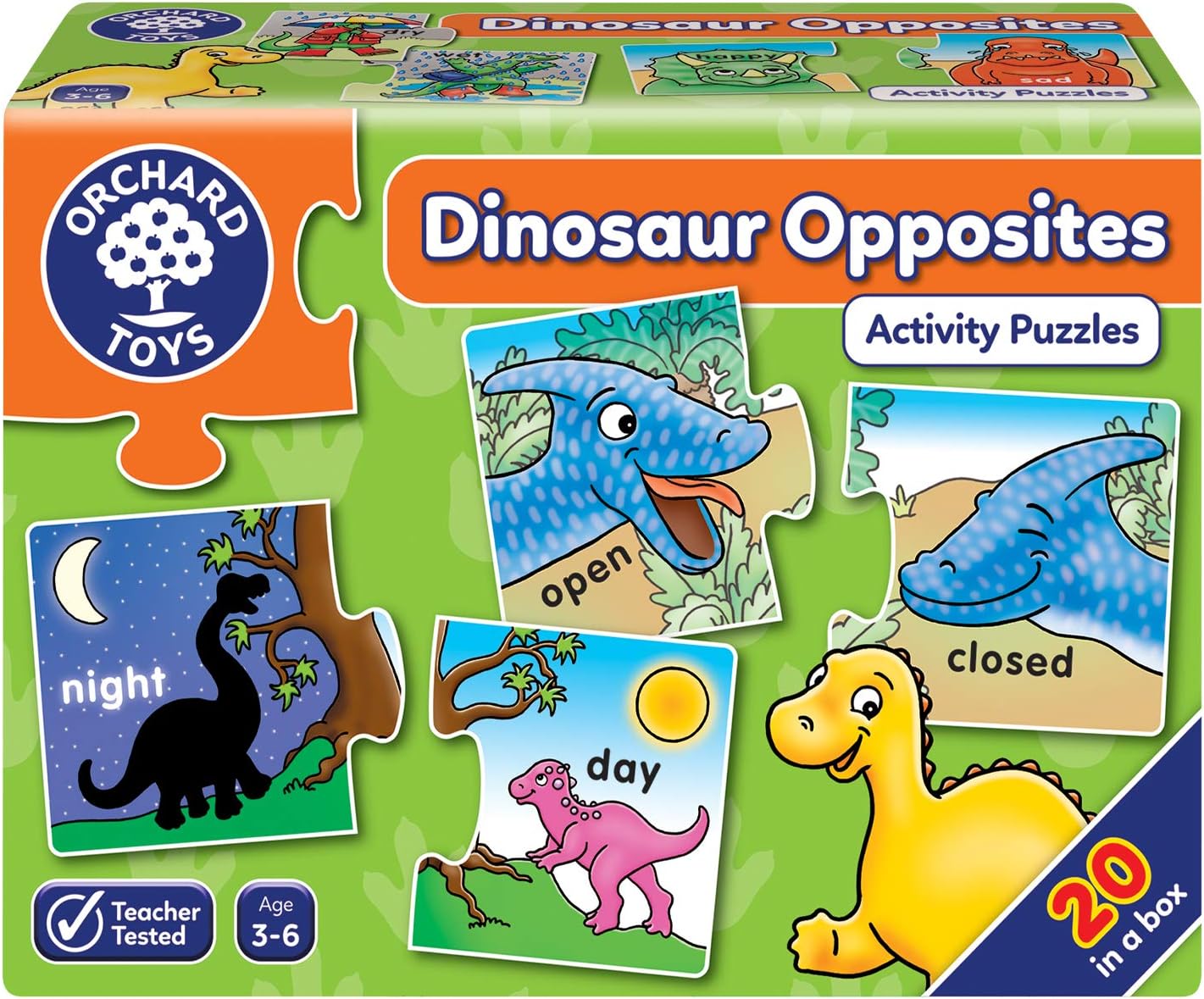 Orchard Toys Dinosaur Opposites Activity Puzzles - 20 Two-Piece Educational Puzzles for Ages 3-6 1