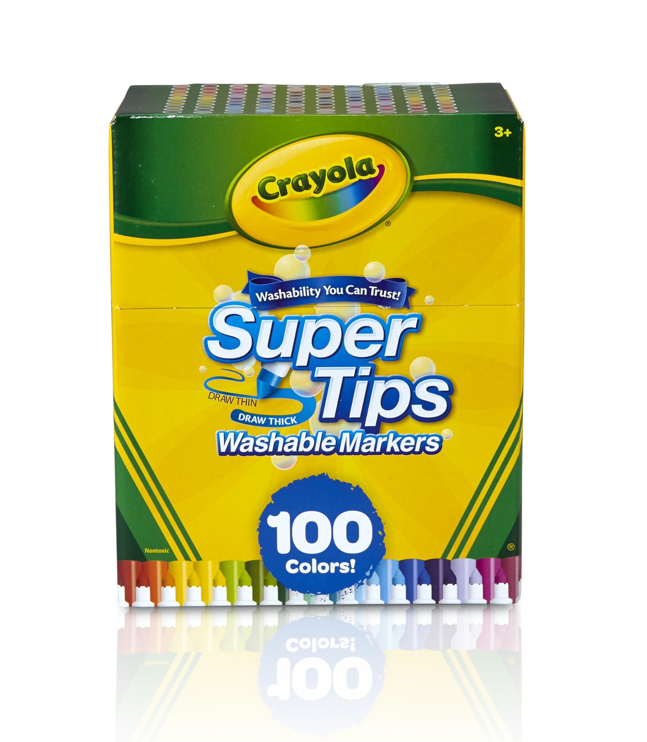 Crayola Super Tips Washable Markers - 100 Vibrant Colors | Conical Tip | Ages 3+