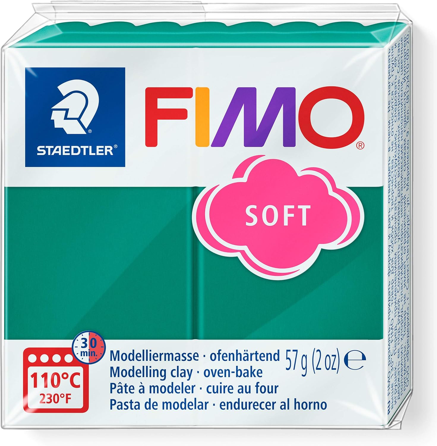 Staedtler Fimo Soft 8020-56 Oven-Hardening Modelling Clay - Emerald, 56g