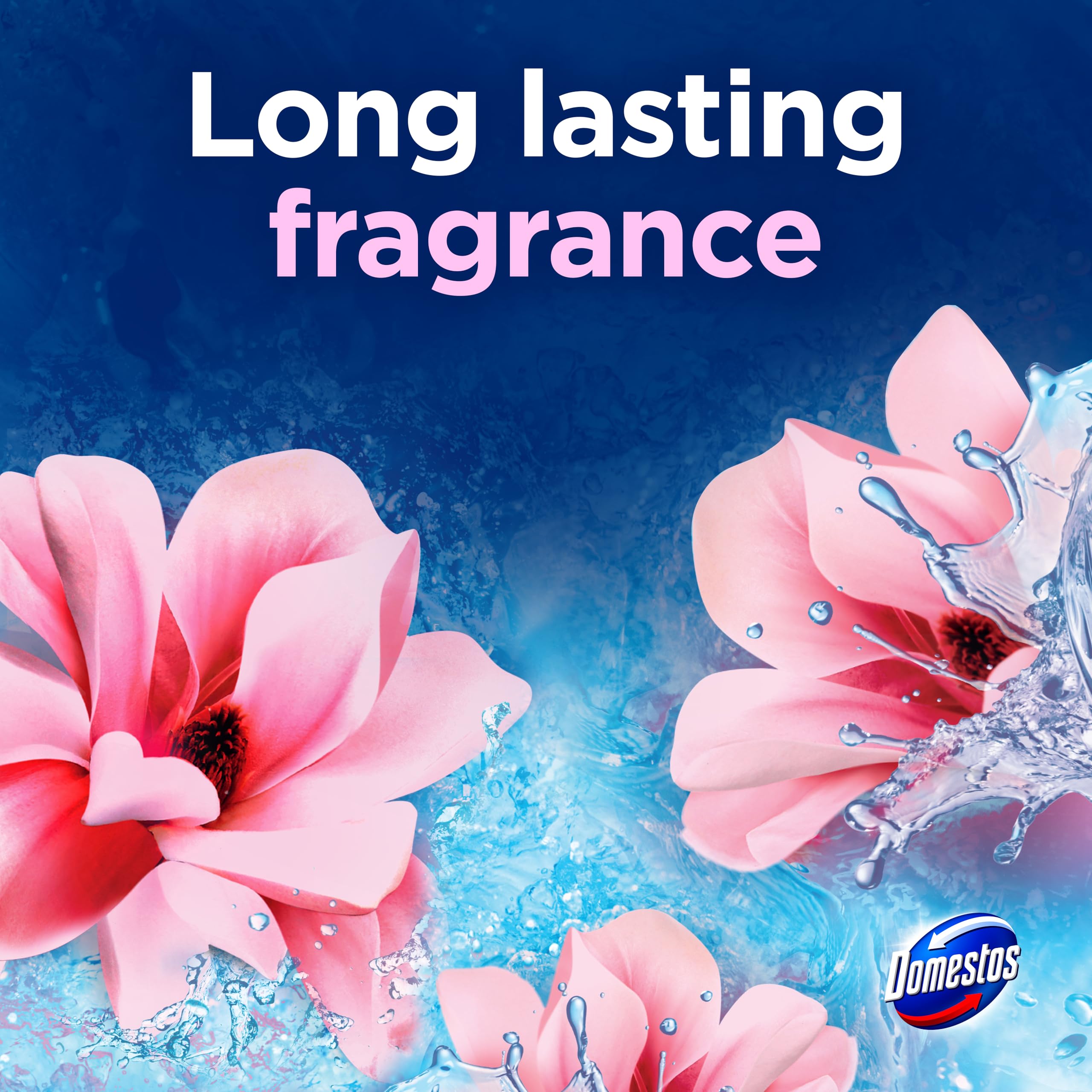 Domestos Power 5 Magnolia Toilet Rim Blocks 2x50g - Long-Lasting Toilet Freshener with Limescale Prevention 5