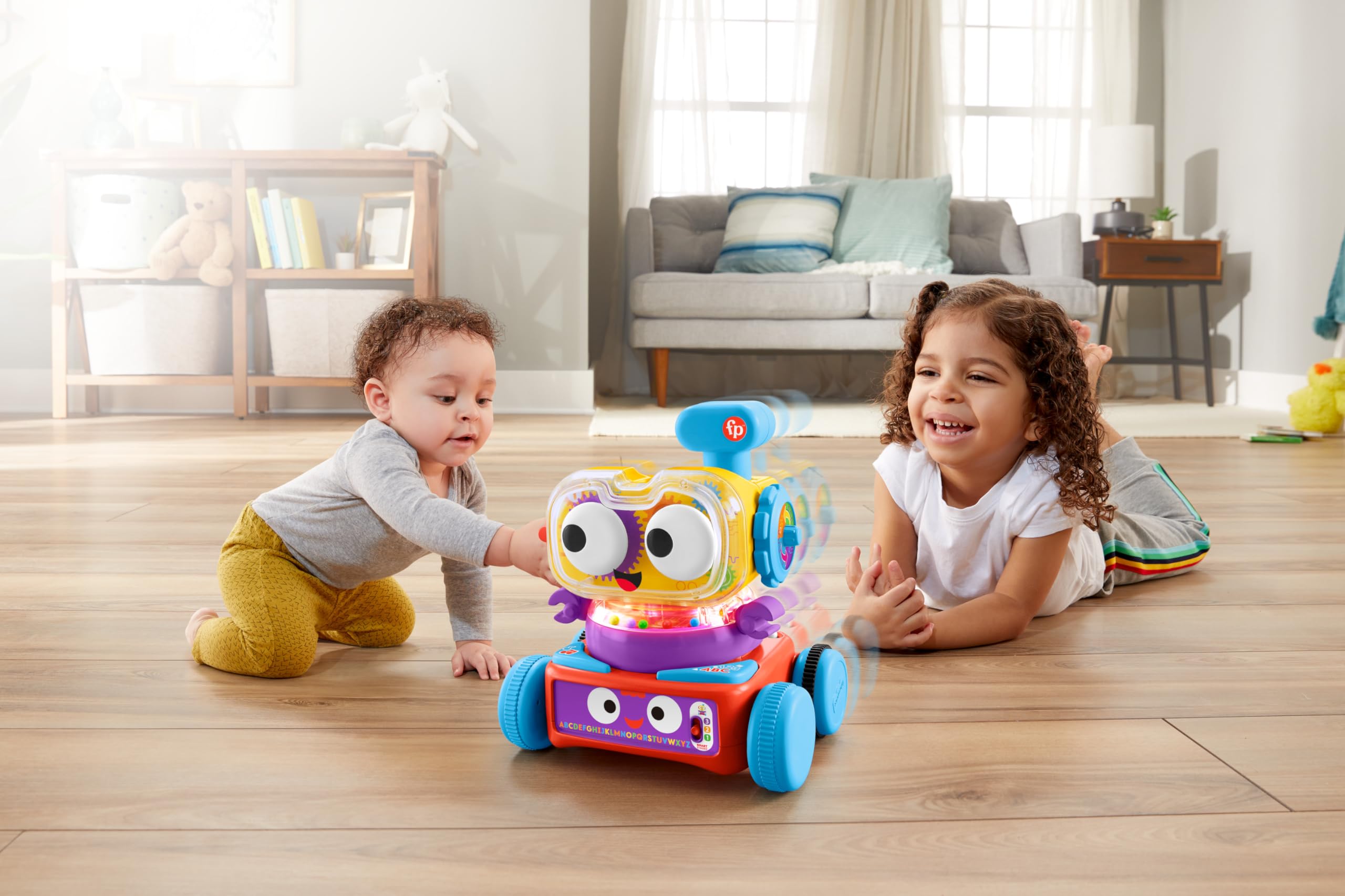 Fisher-Price 4-in-1 Ultimate Learning Bot, giocattolo elettronico di attività con luci, musica e contenuti educativi per neonati e bambini 4