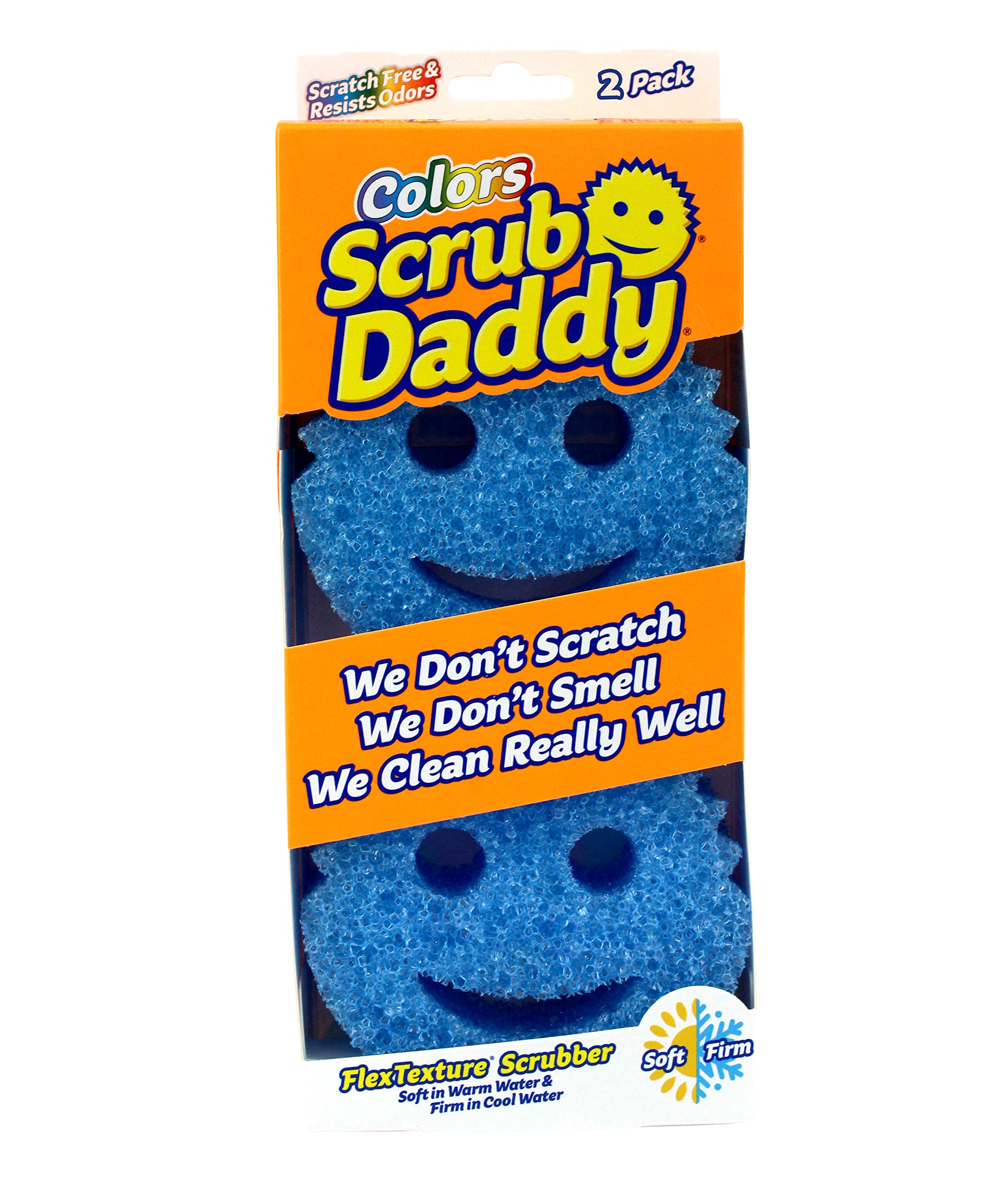 Scrub Daddy FlexTexture Kitchen Sponges - Temperature Controlled, Non-Scratch, Odor Resistant | 2 Pack