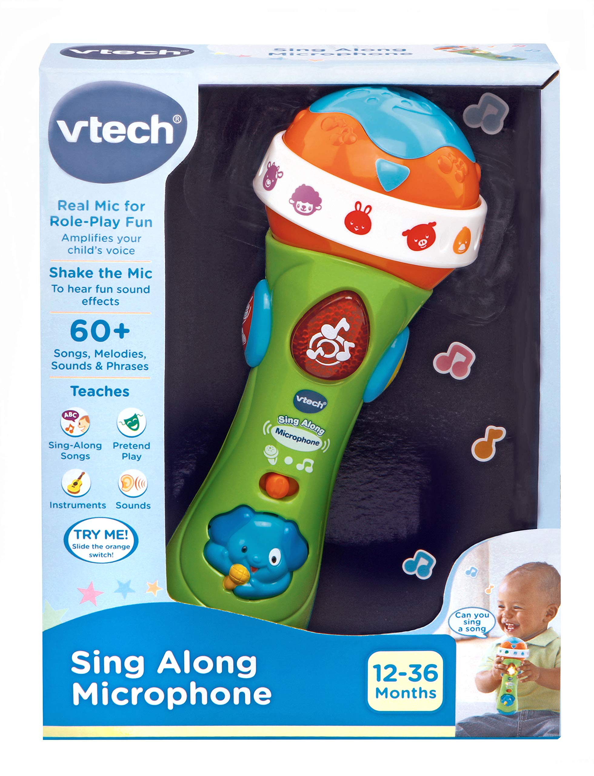 VTech Sing Along Microphone for Kids - Amplified Voice Effect | Animal Sounds | Ages 1-3+ 4