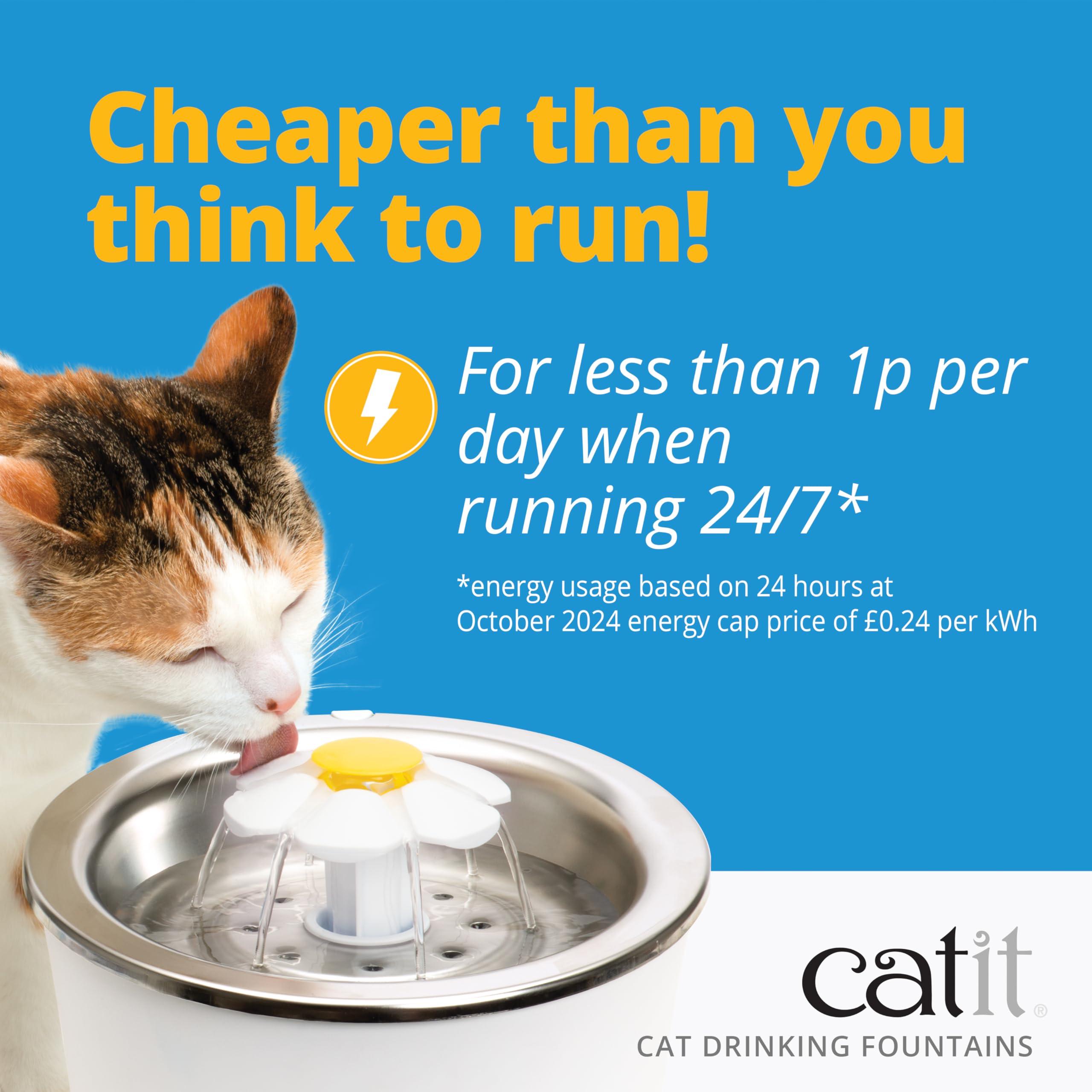Catit PIXI Automatic Water Drinking Fountain - Encourages Hydration | Triple Action Filtration | Blue 8