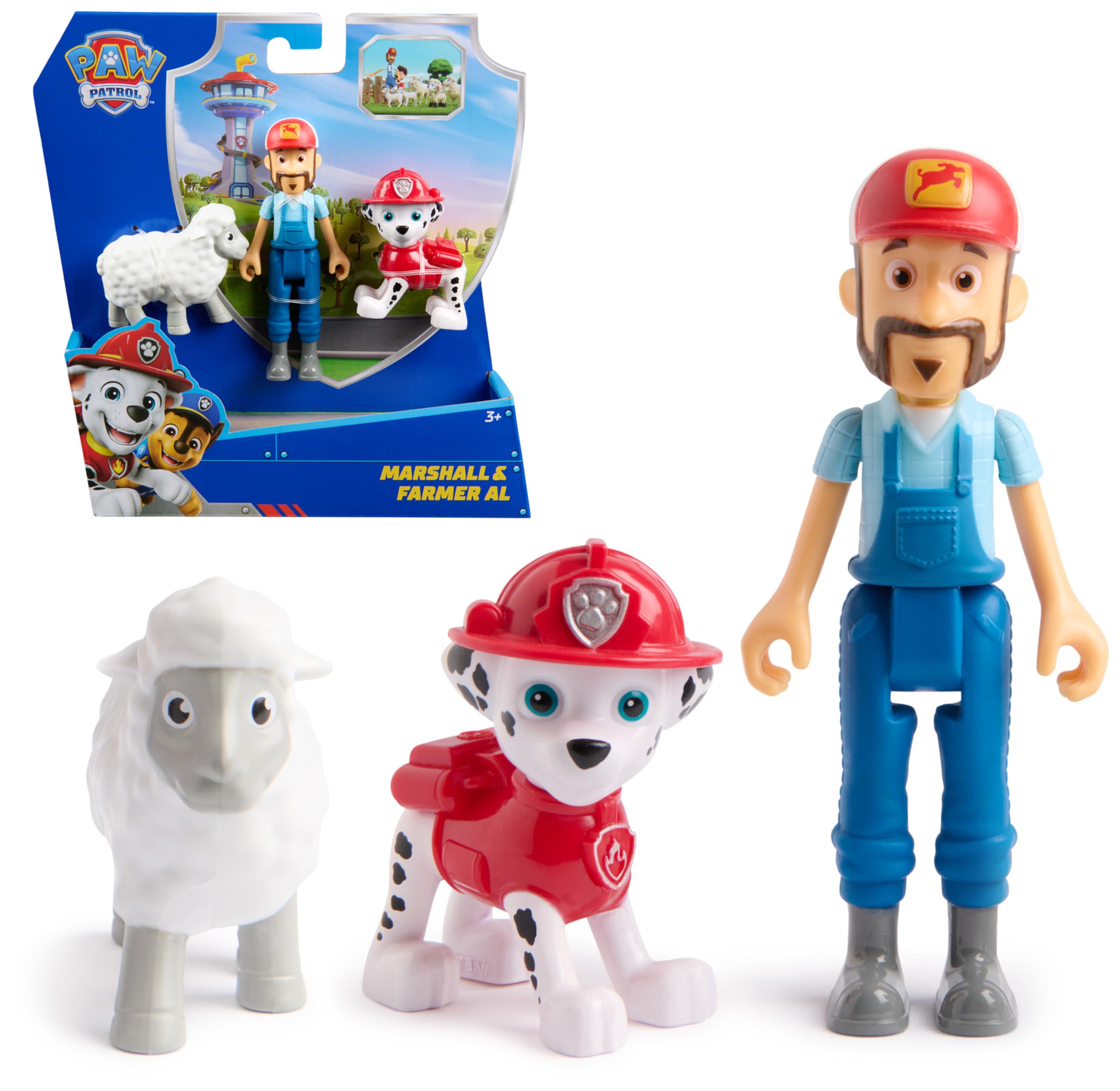 PAW Patrol Marshall & Farmer Al Figure Pack with Sheep Toy Figure - Action Figures for Kids 1
