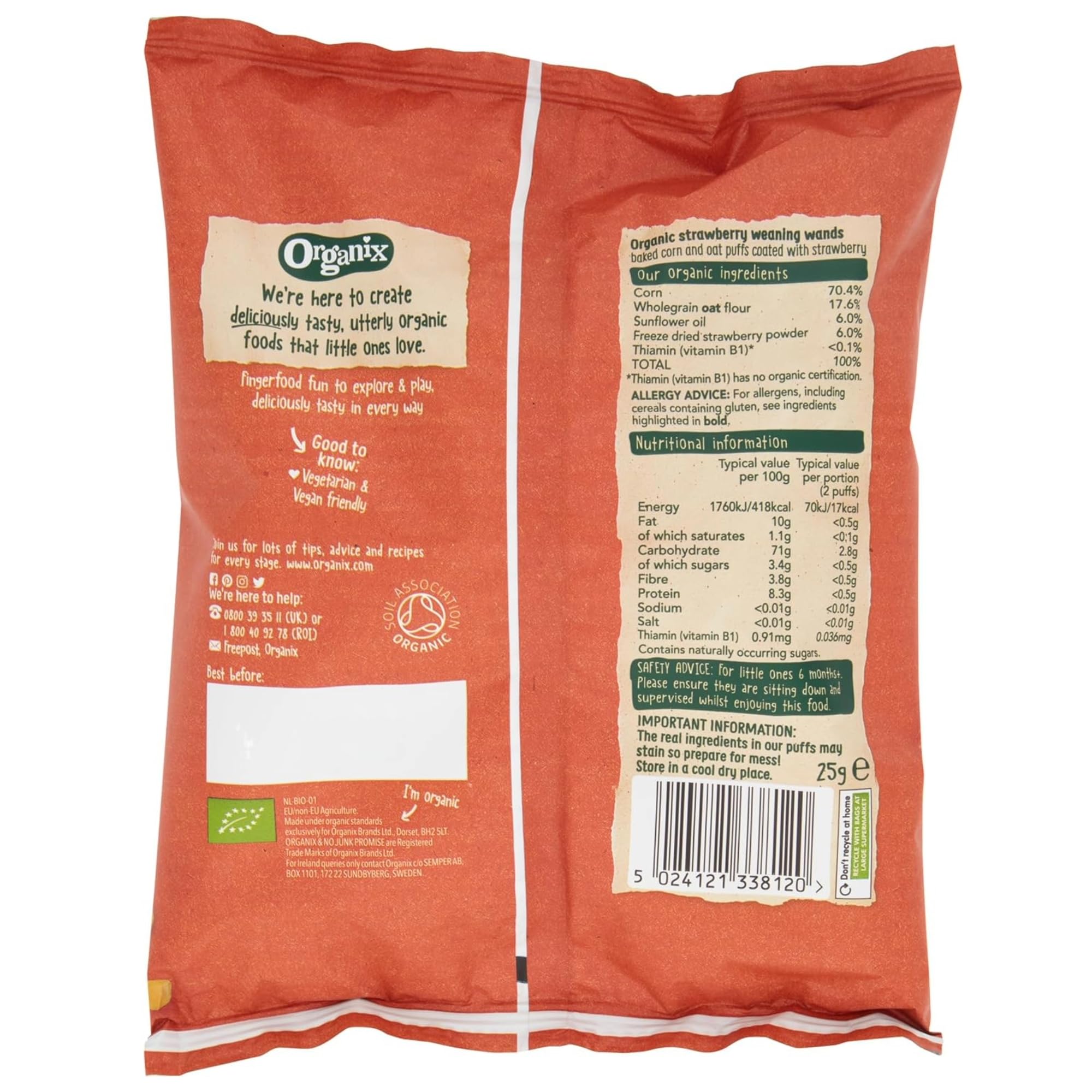 Organix - Strawberry Weaning Wands Organic Baby Snack 6