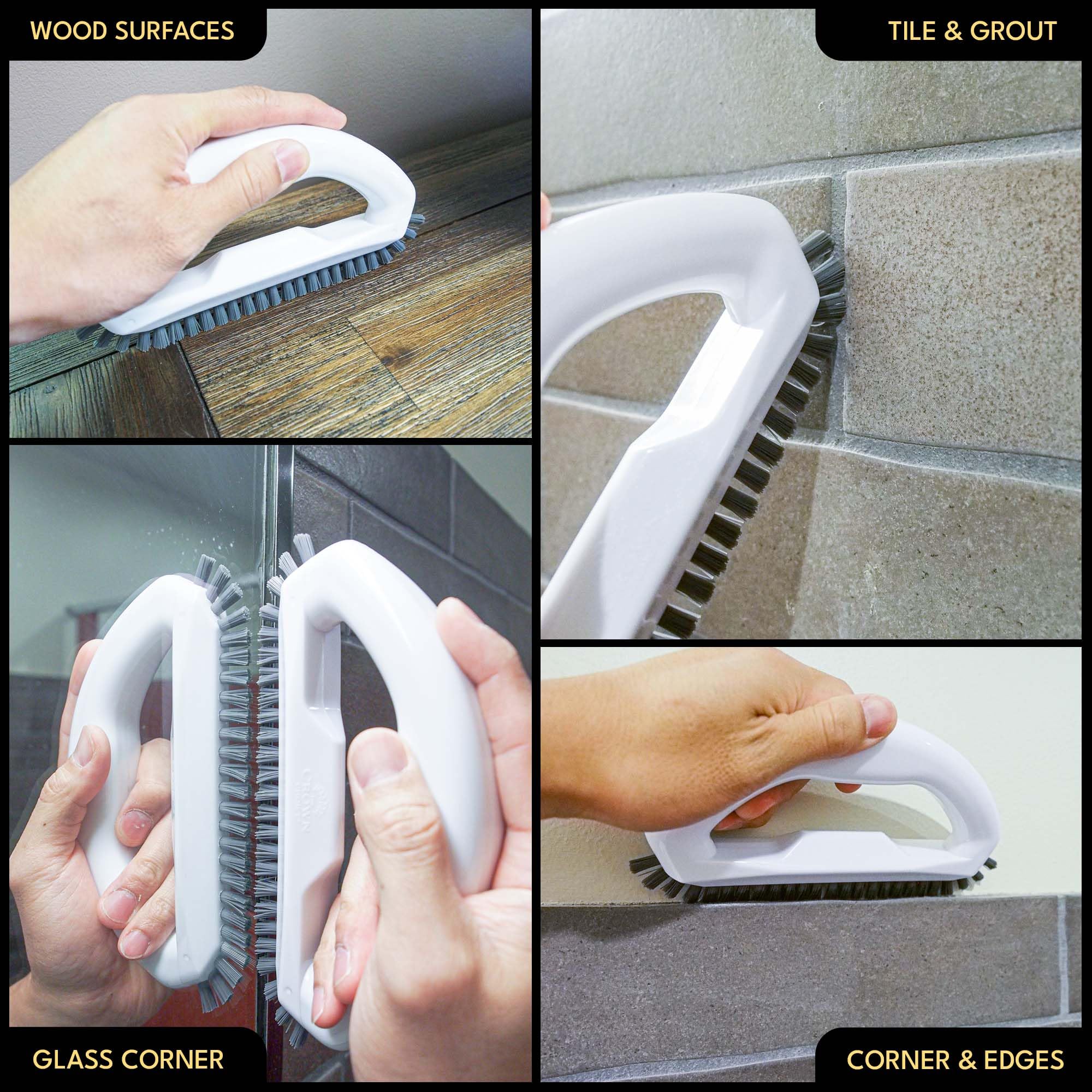 The Crown Choice Grout Cleaner Brush - Stiff Angled Bristles for Tile & Corner Cleaning | Heavy Duty Nylon 4
