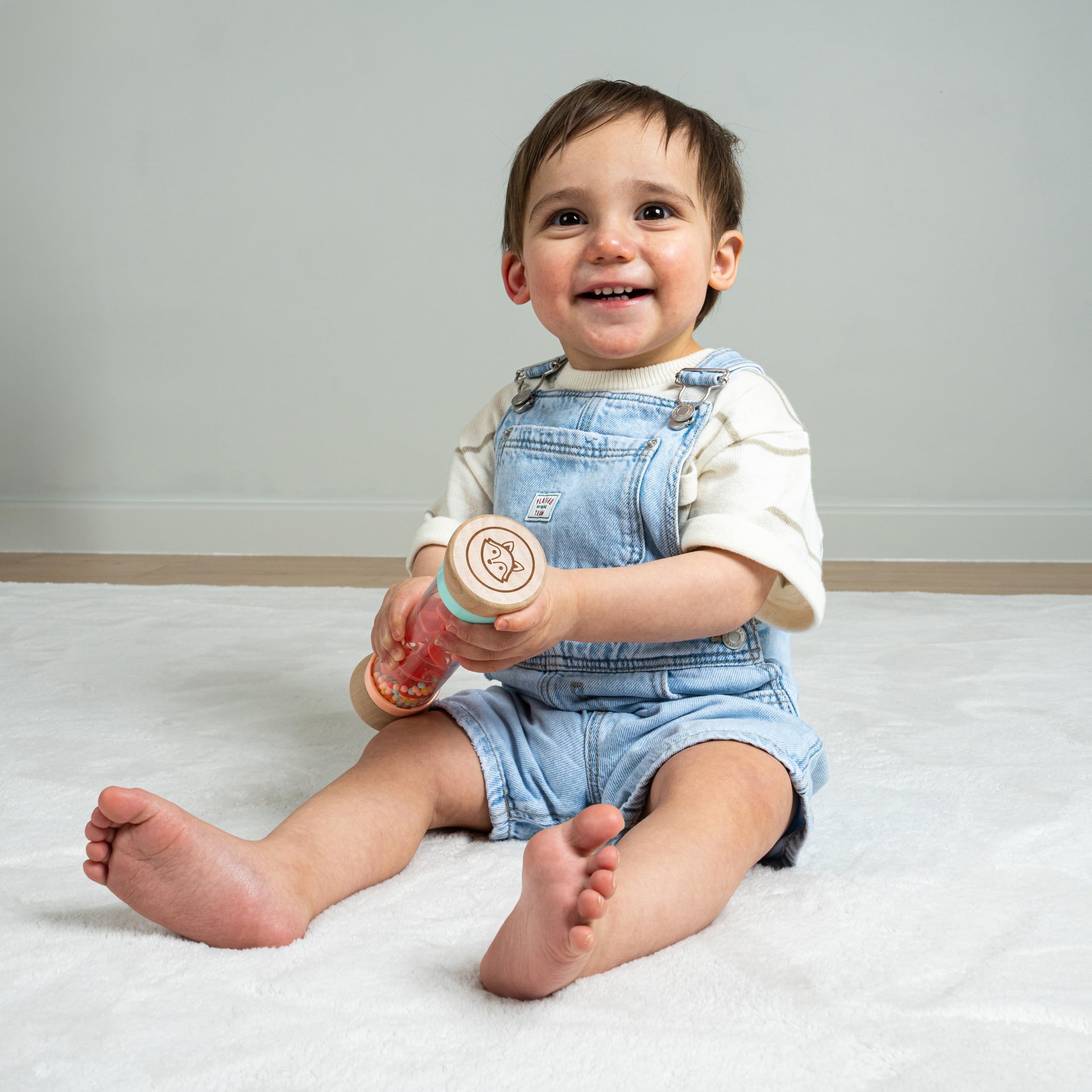 Owl & Fox Wooden Rainmaker Baby Rattle Toy - Soothing Sound Sensory Toy for 12 Months and Up 7