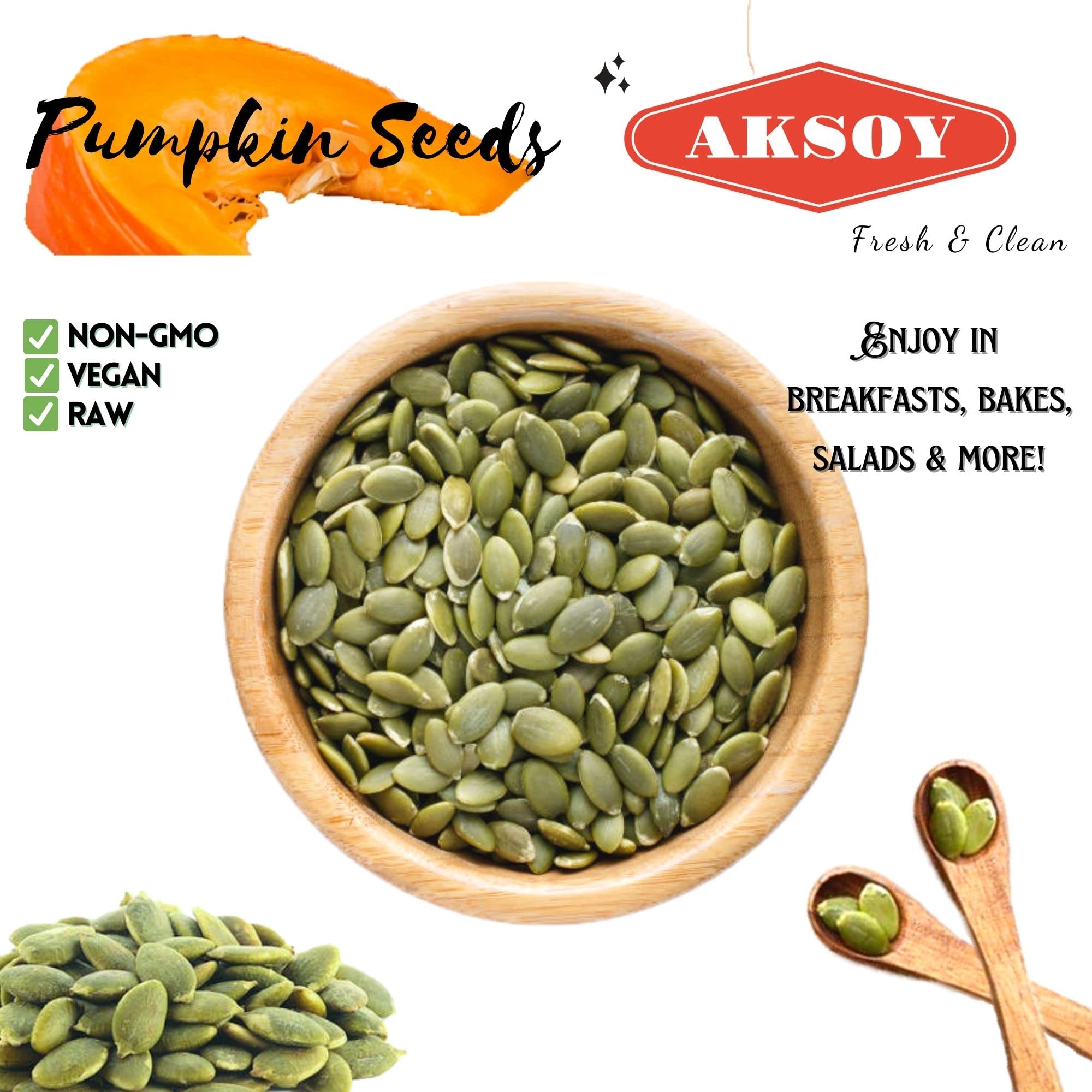 AKSOY Pumpkin Seeds - 650g Raw & Vegan | Rich in Antioxidants & Magnesium 2