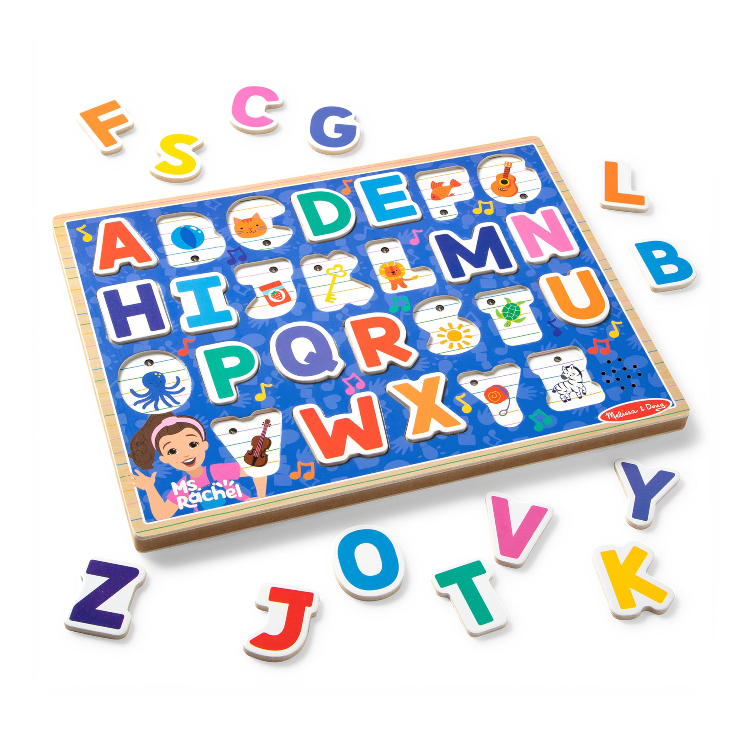Melissa & Doug Ms Rachel Wooden Phonics Alphabet Sound Puzzle - 26 Pieces, Ages 2+