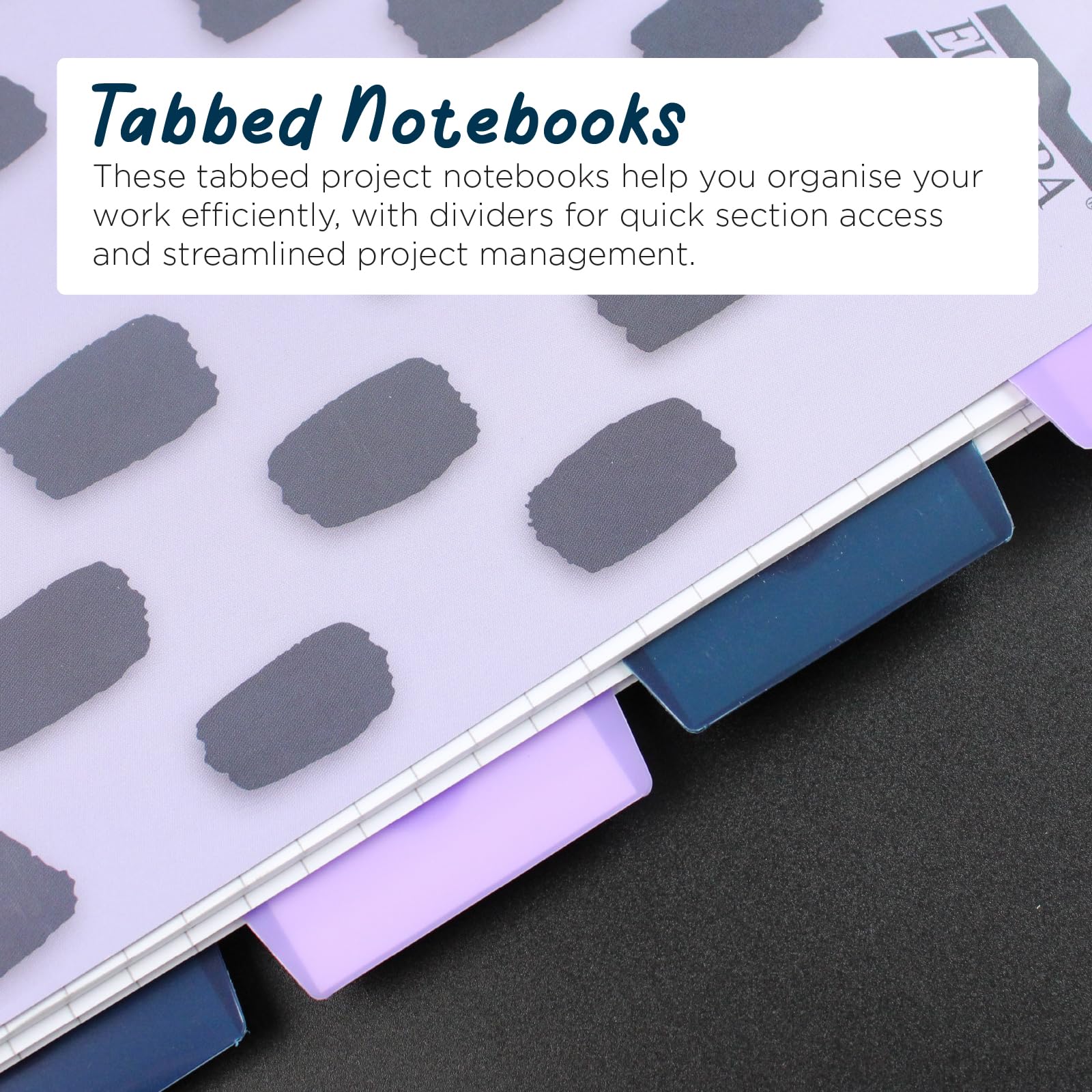 Exacompta Europa Splash Project Book - A4, 80gsm Lined Paper, 5 Moveable PP Dividers, Purple