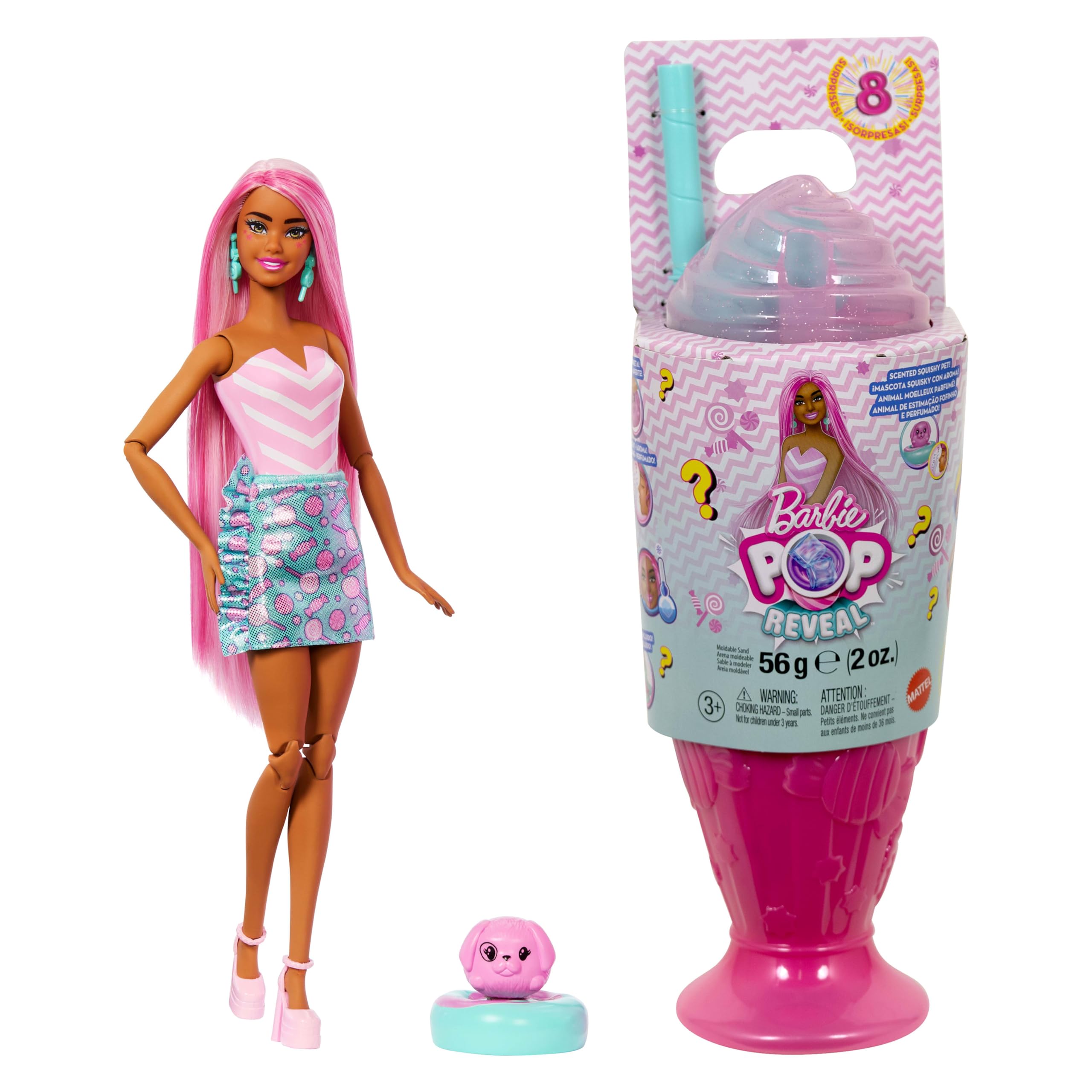 Barbie Pop Reveal Series Fashion Doll & Accessories Set - Treat Series, Sweet Swirl | 8 Surprises