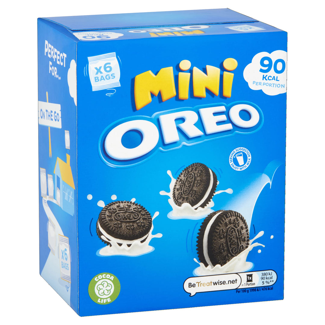 Oreo Chocolate Sandwich Biscuit Mini Bags, Classic Cream-Filled Snacks, Pack of 6