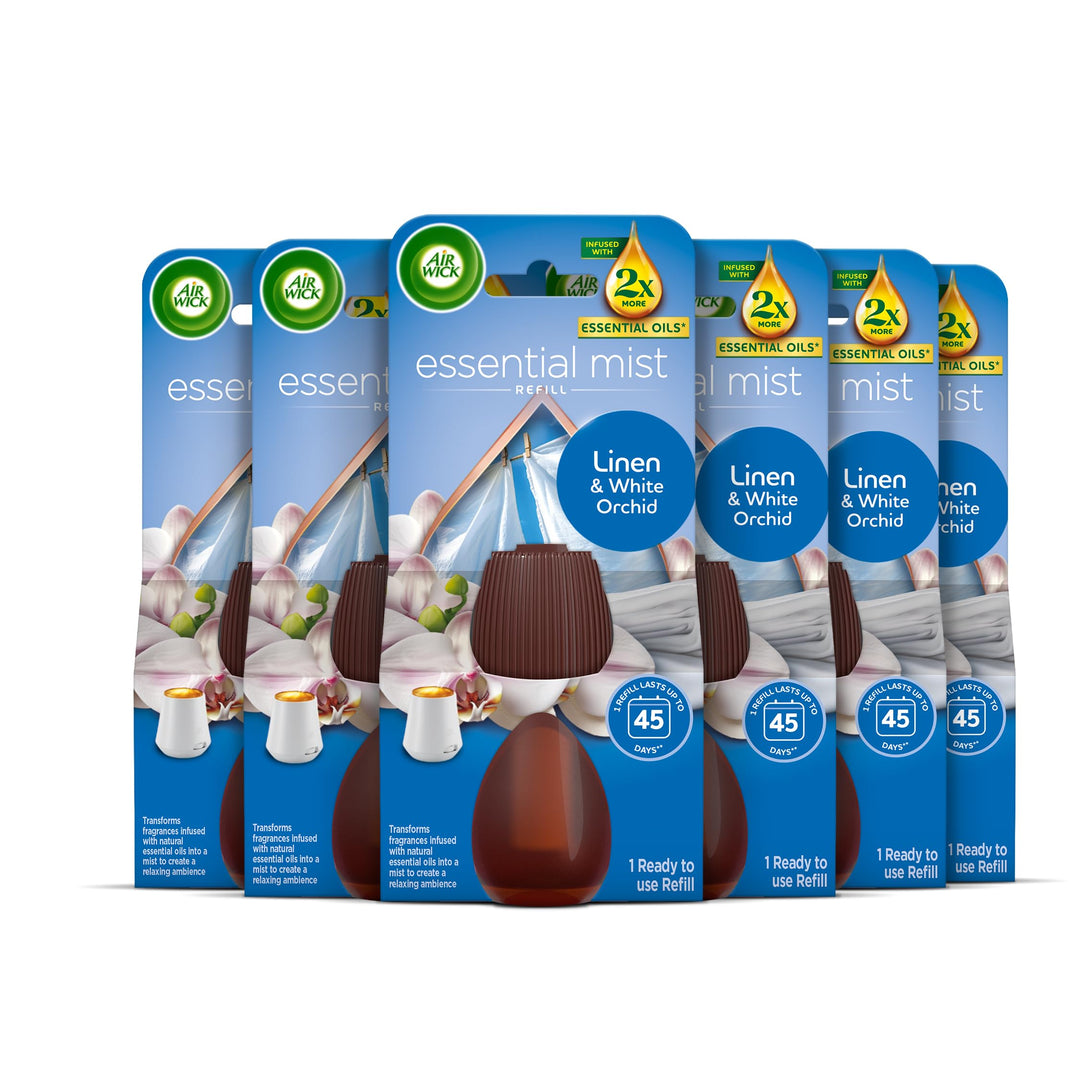 Air Wick - Essential Mist Refills Linen & White Orchid Pack of 6