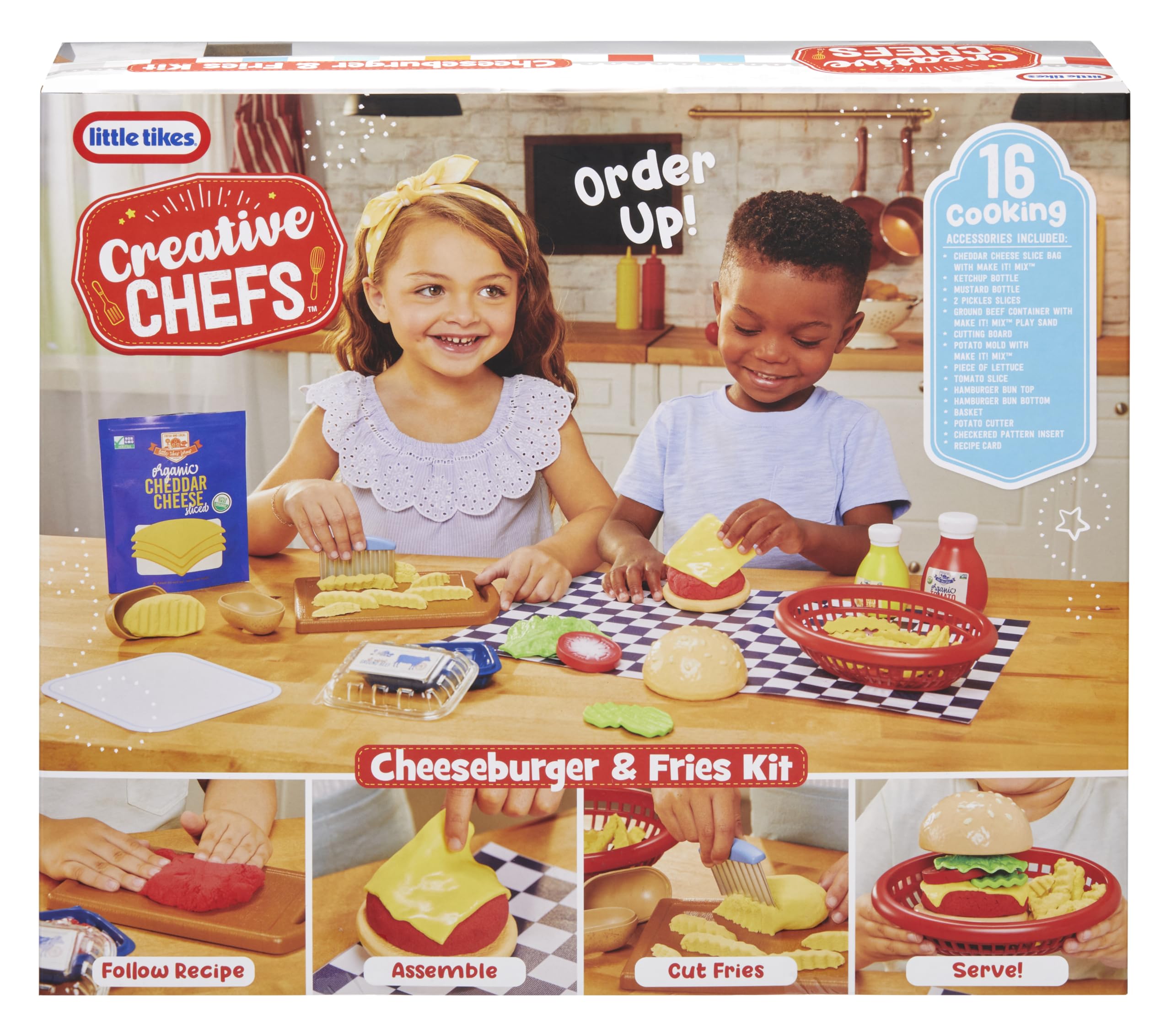 Little Tikes Creative Chefs Cheeseburger and Fries Kit - Realistic Role Play Cooking Set for Kids 3+ 5