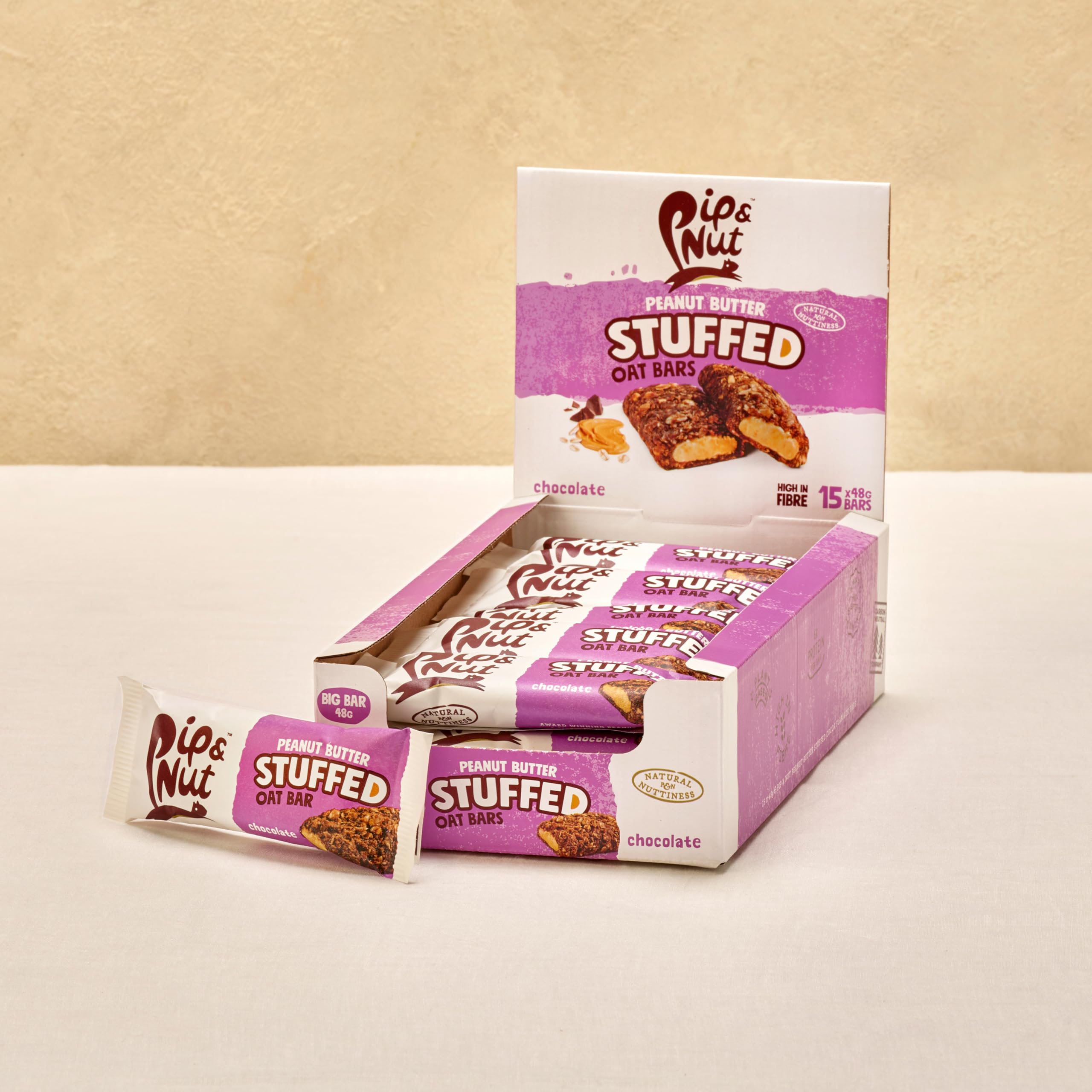 Pip & Nut Peanut Butter Stuffed Oat Bar Chocolate - High Fibre, 6g Protein, No Palm Oil 5