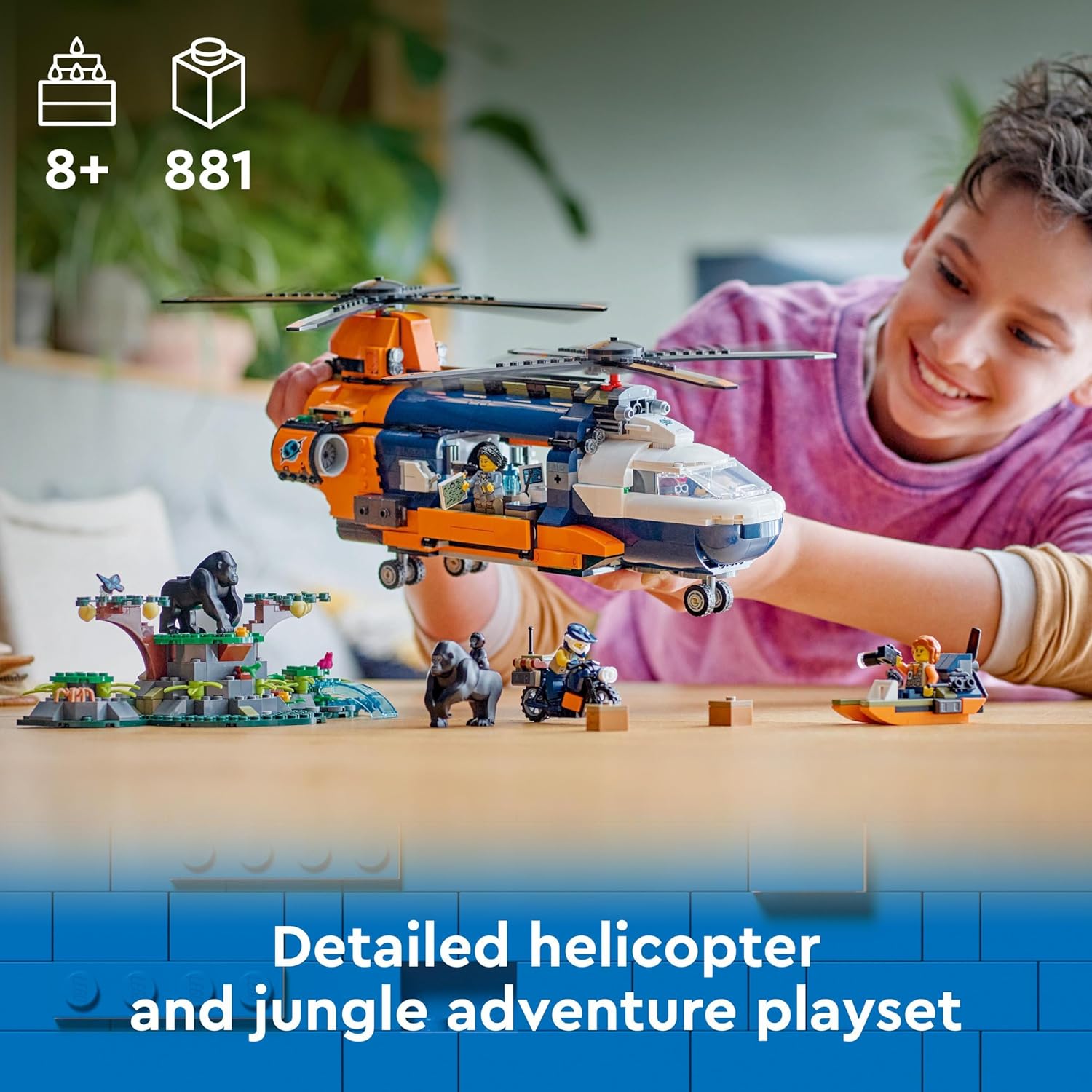 LEGO City Jungle Explorer Helicopter at Base Camp - Building Toy Playset for Kids 8+ 6