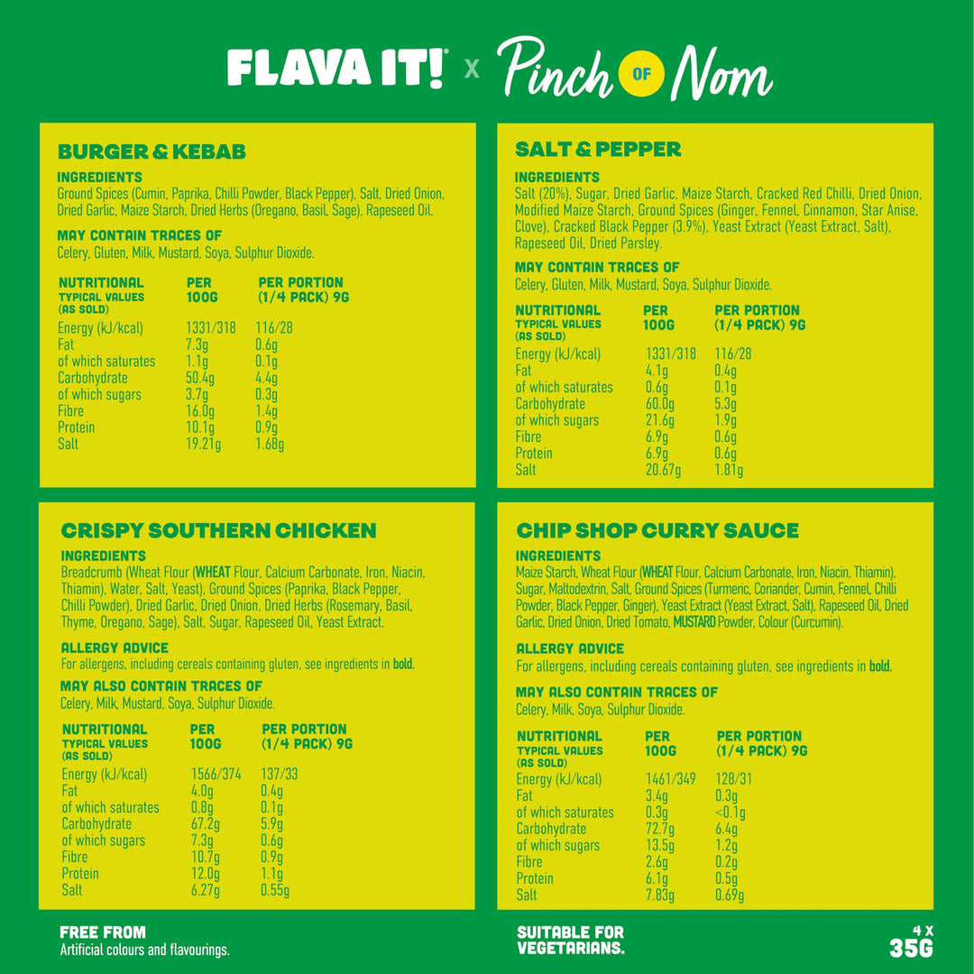 Flava It! - Pinch of Nom Fakeaway Favourites Seasoning Mix Multipack