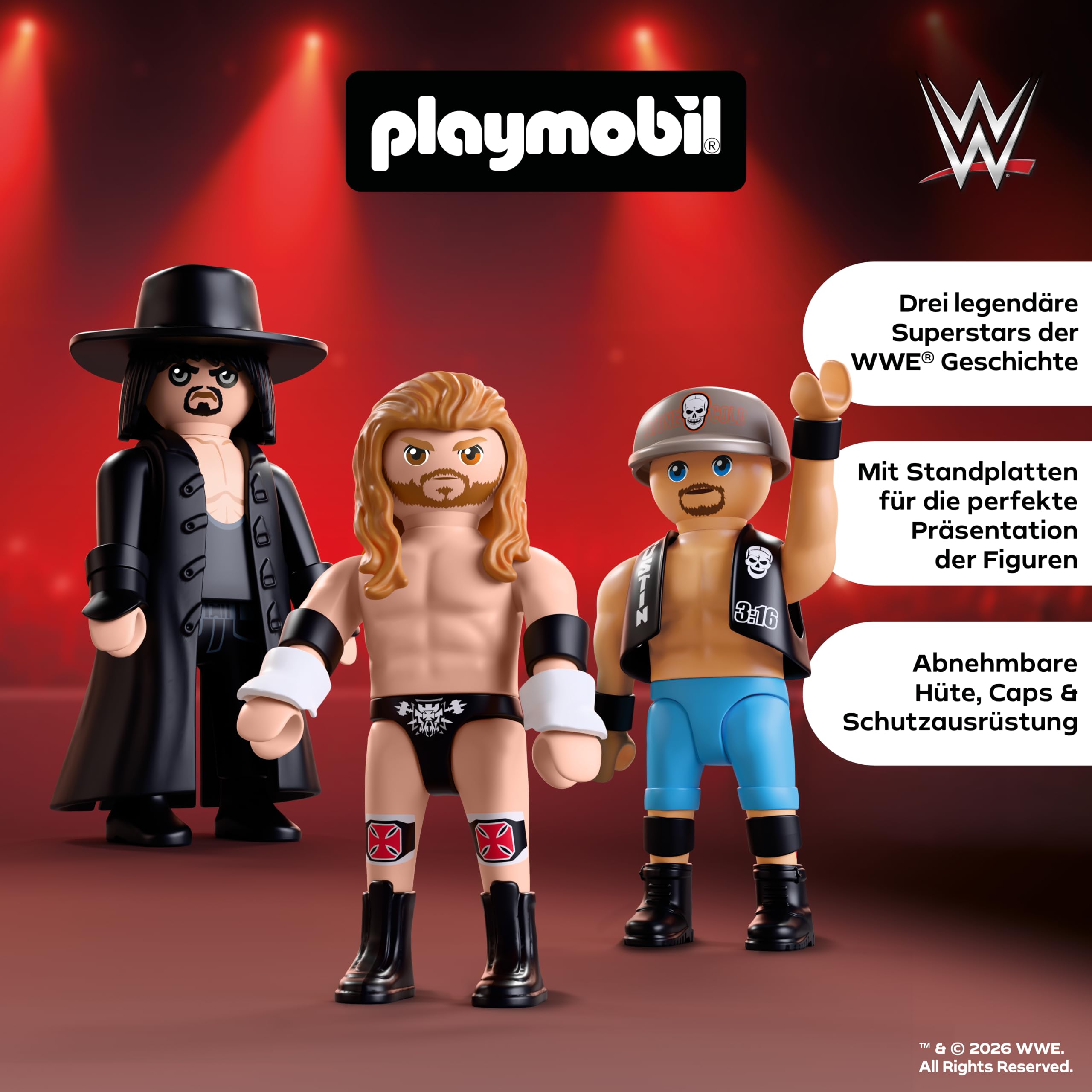 Playmobil WWE Attitude Era Multipack Figure Set - Undertaker, Stone Cold, Triple H | Ages 4+ 3