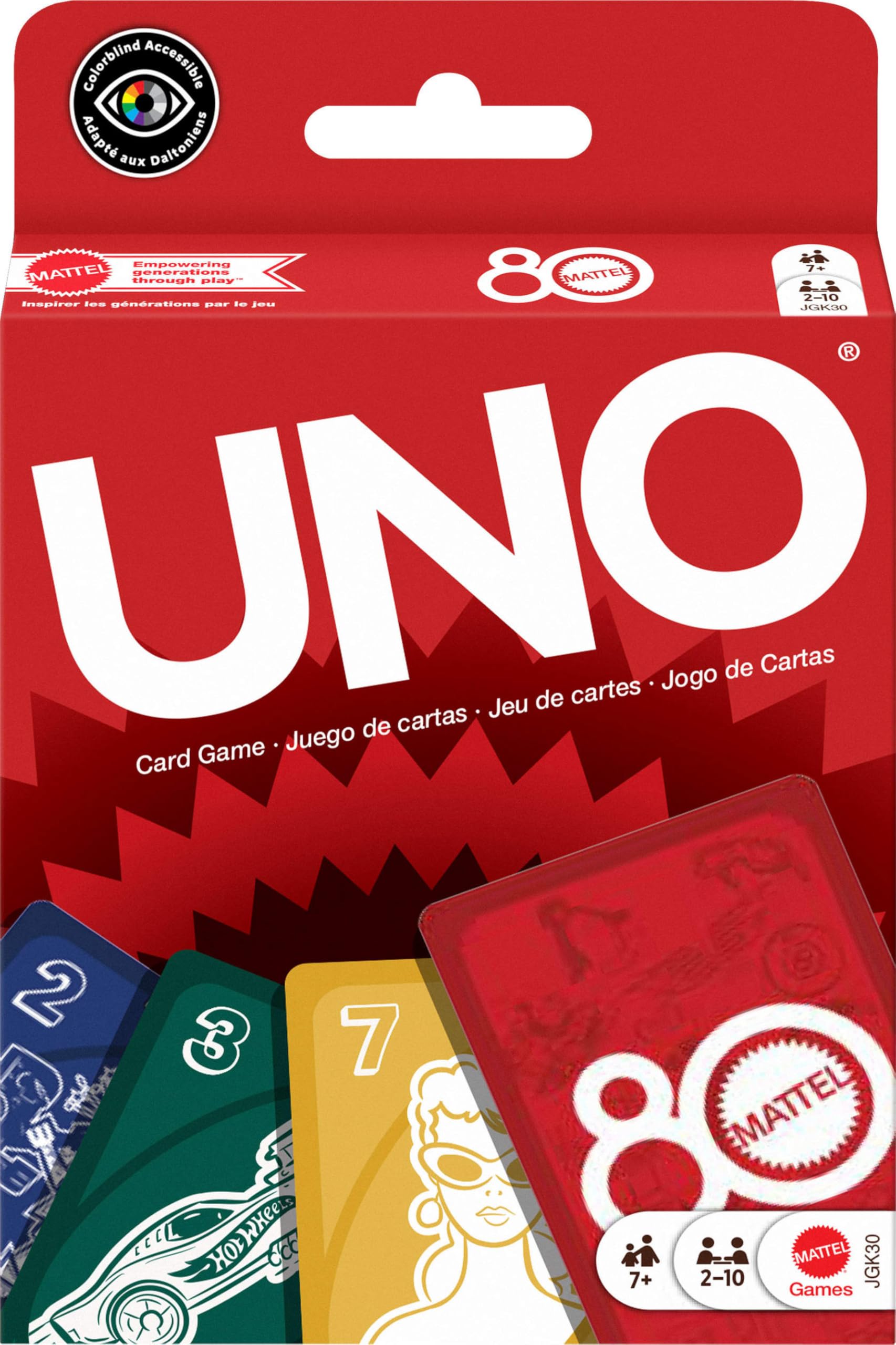 Mattel Games UNO 80th Anniversary Ruby Red Card Game 7