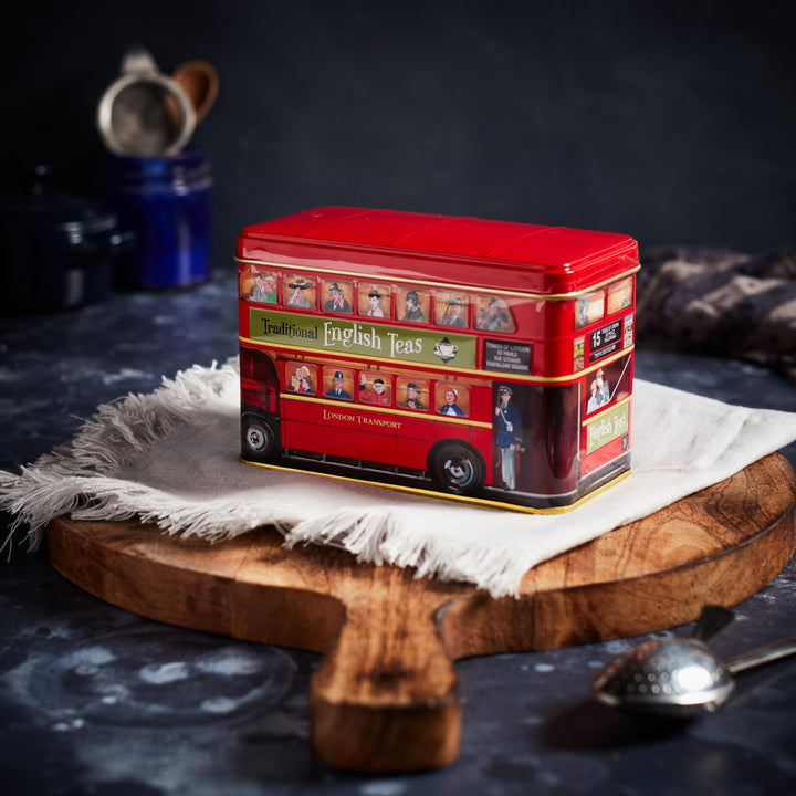 New English Teas London Bus Tea Tin with 25 English Breakfast Teabags