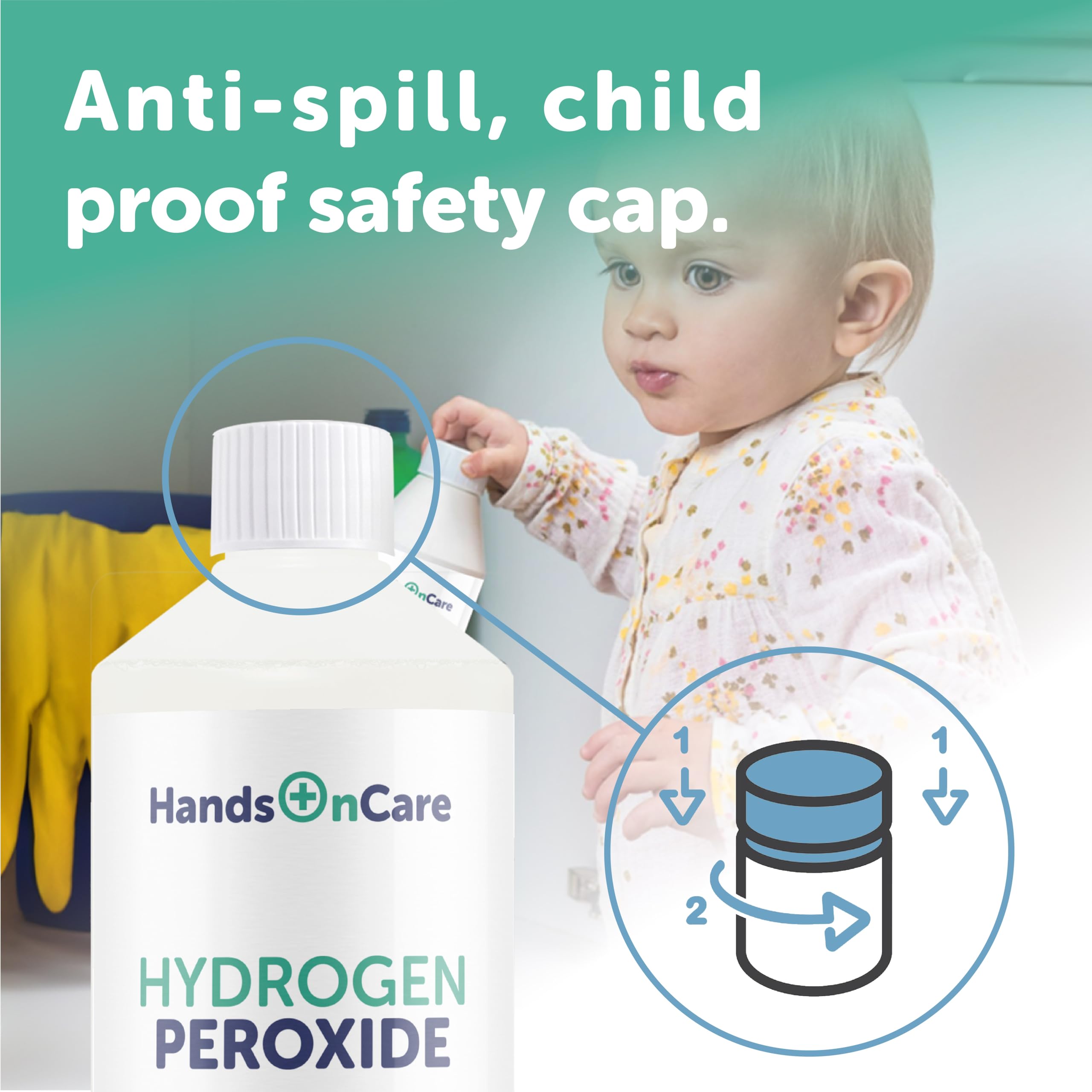 HandsOnCare Hydrogen Peroxide 3% All-Purpose Cleaner & Stain Remover | 500ml Liquid | Unscented 5