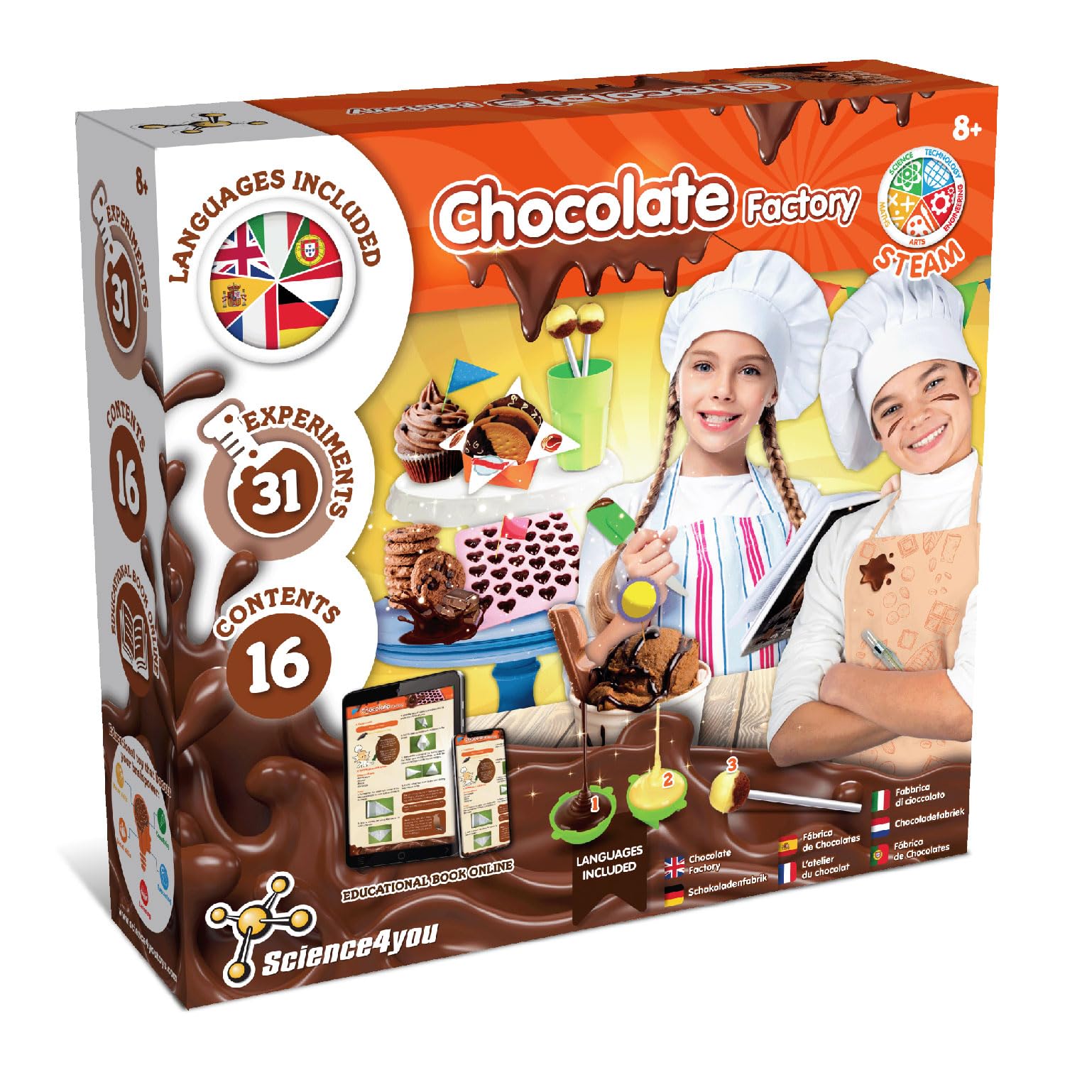 Science4you Chocolate Factory for Kids 8+ Years - 31 Experiment Chocolate Making Kit 8