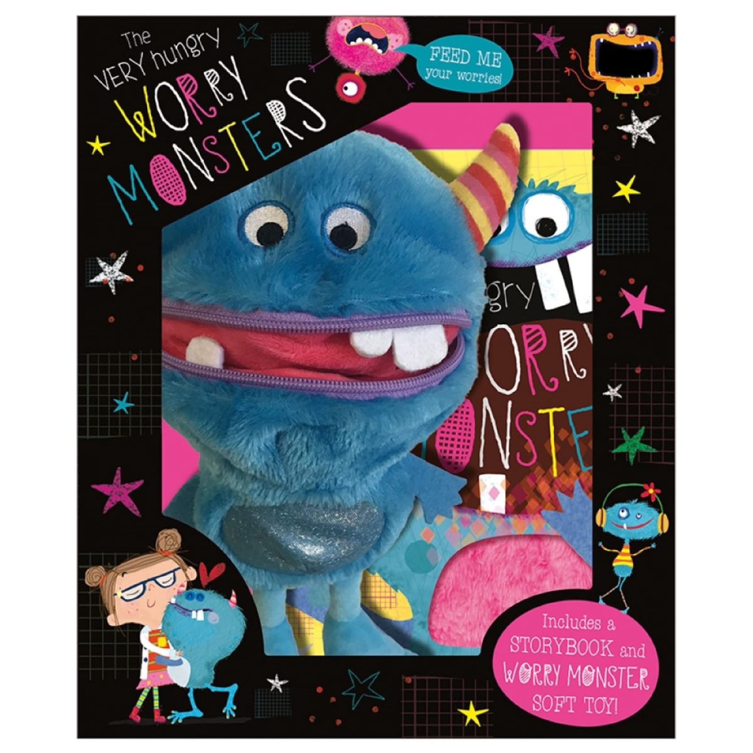 Make Believe Ideas The Very Hungry Worry Monster Plush and Book Box Set | Ages 3+ | English 1
