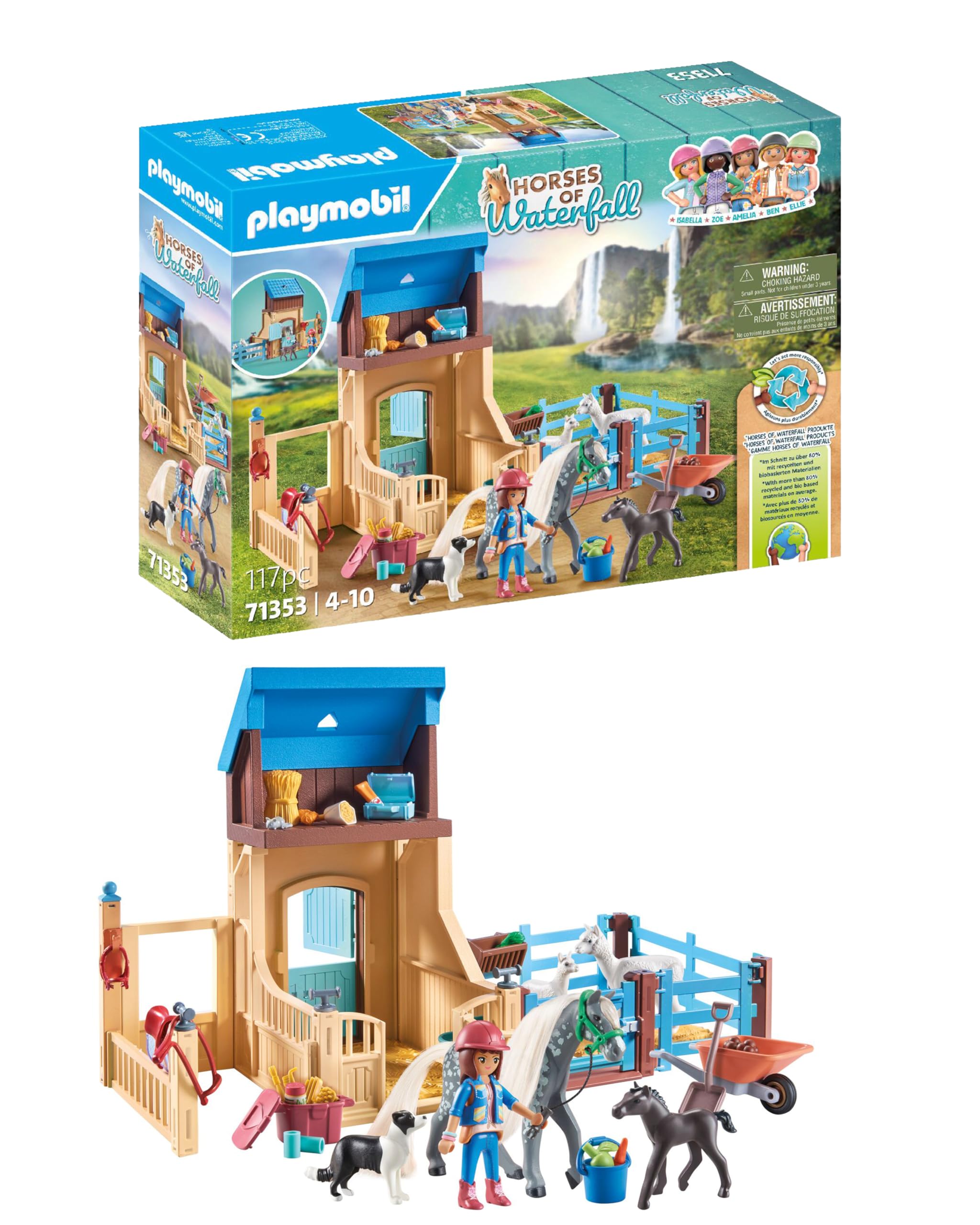 Playmobil 71353 Horses of Waterfall Horse Stall with Amelia and Whisper - Imaginative Play Set for Kids 5+ 8