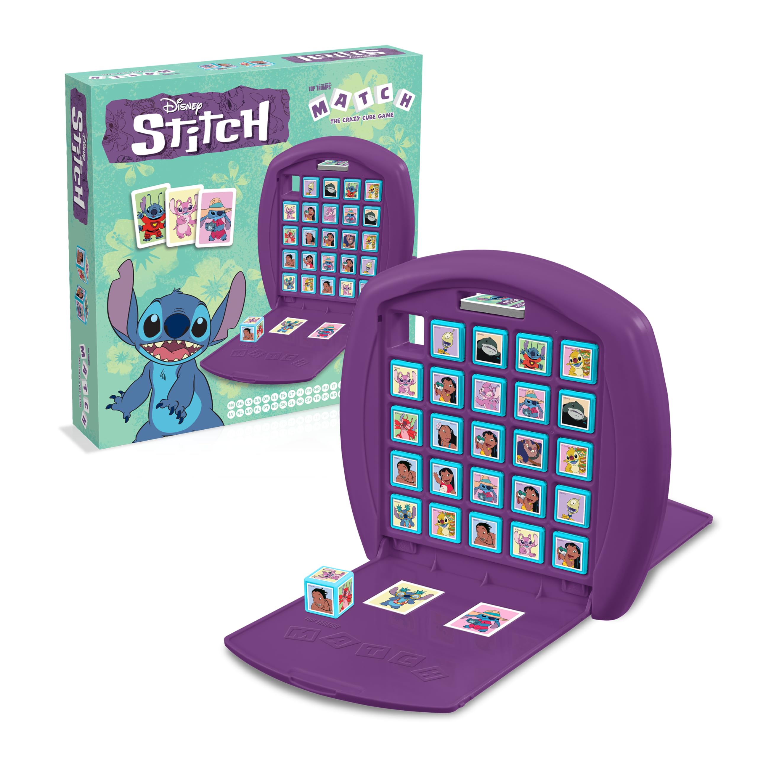 Top Trumps Match Game - Disney Stitch Theme | Match Five in a Row | Portable Travel Game for Kids