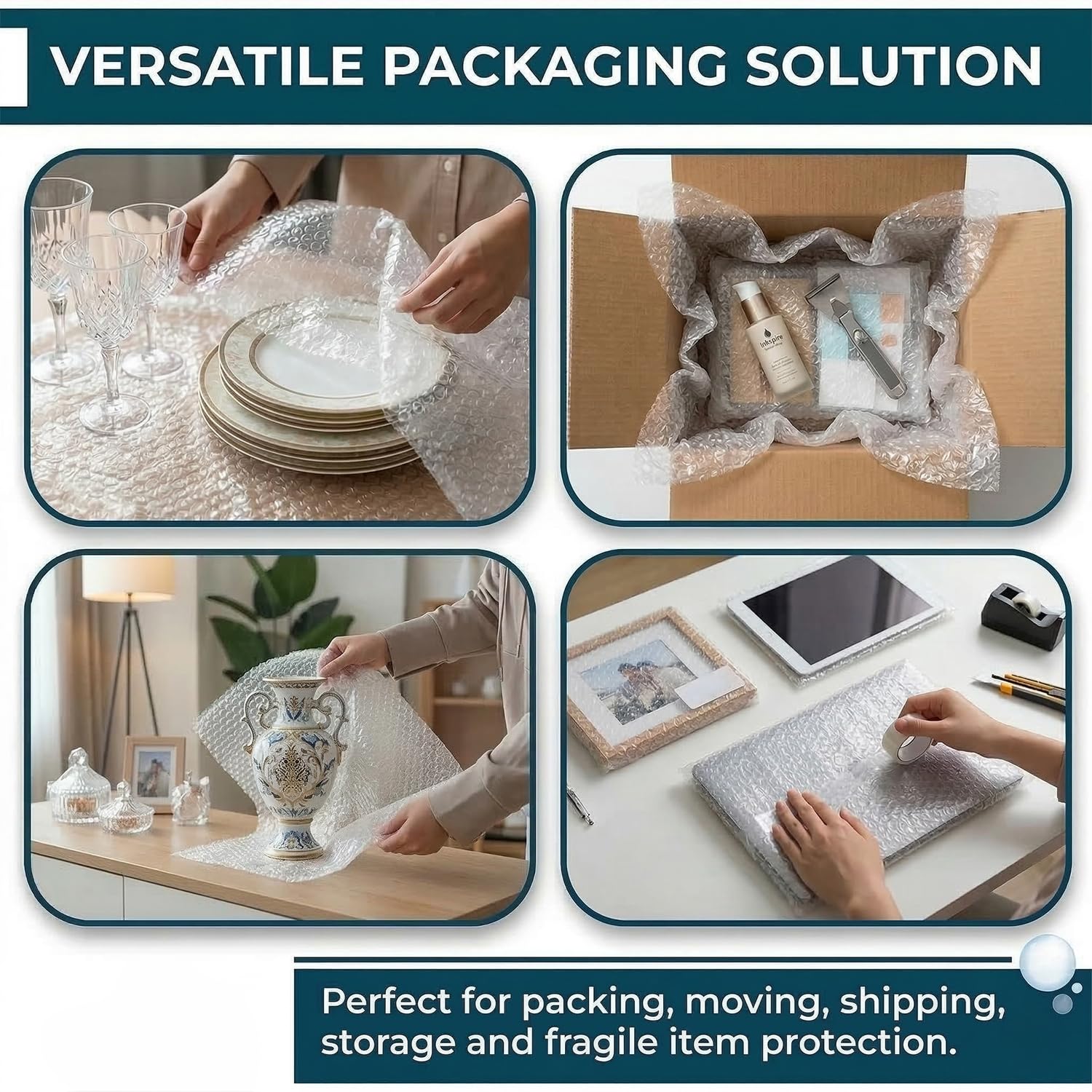 Inkspire Bubble Wrap Roll - 300mm x 10m | Heavy Duty Strength | Eco-Friendly & Reusable 6