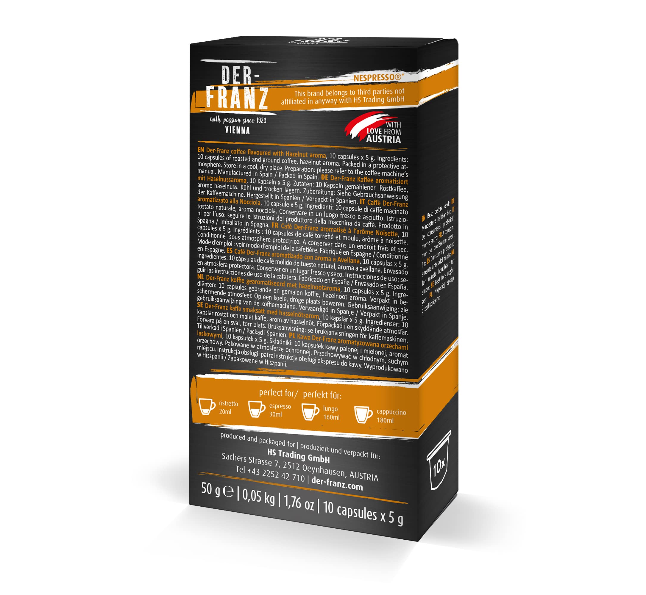 Der-Franz Nespresso Compatible Coffee Capsules - Hazelnut Flavor | 60 Count (6x10) 2
