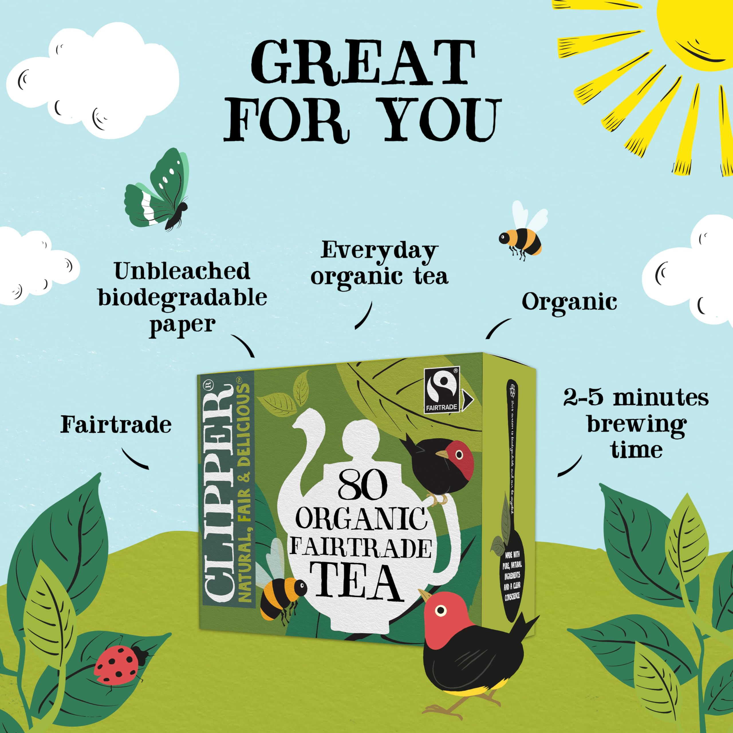 Clipper Natural, Fair & Delicious Organic Everyday Black Tea - 320 Teabags (4 x 80 Count)