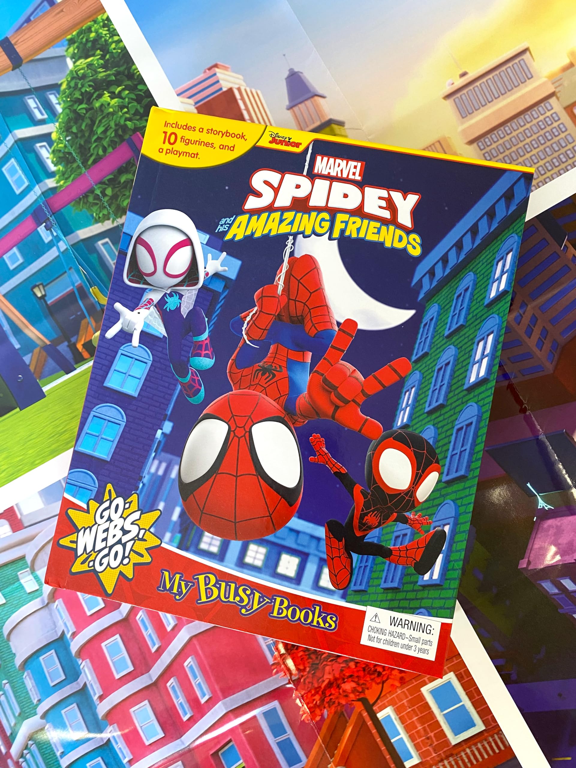 Phidal Marvel Spidey and his Amazing Friends My Busy Books | Board Book with 10 Figurines & Playmat 6
