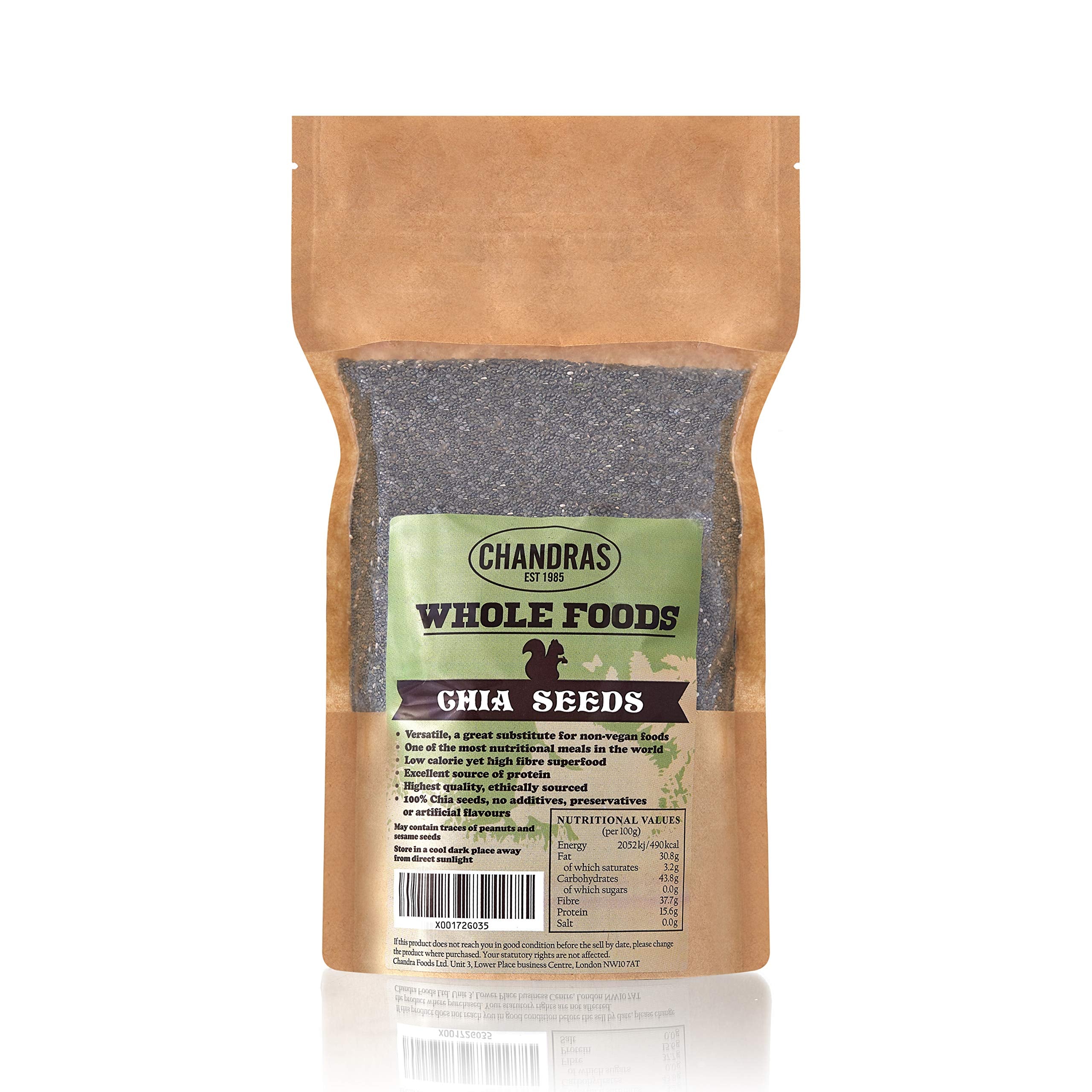 CHANDRA Whole Foods Chia Seeds - High Fibre, Nutrient-Rich | 350g