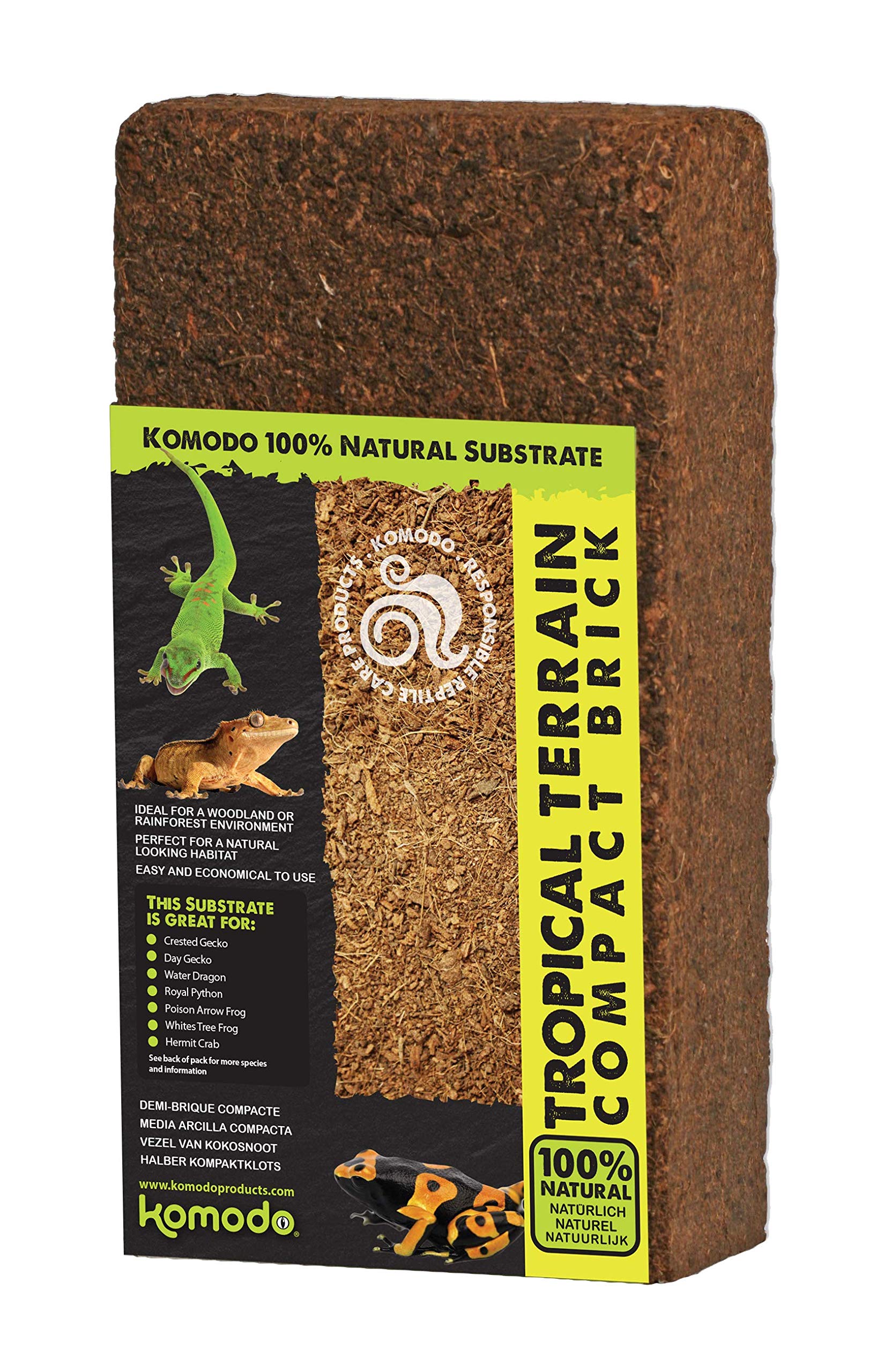 Komodo Tropical Terrain Compact Brick - Natural Substrate for Reptiles & Amphibians | 64g 1
