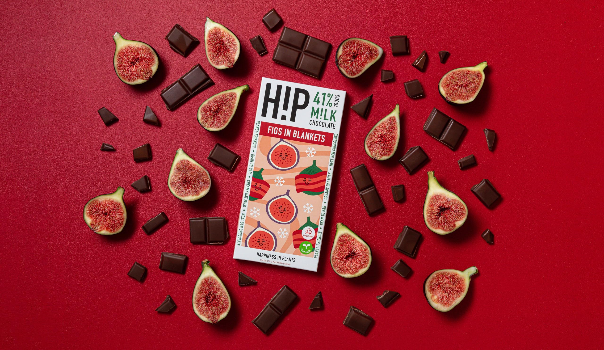 H!P Chocolate Figs in Blankets Limited Edition Oat Milk Chocolate Bar 41% 11