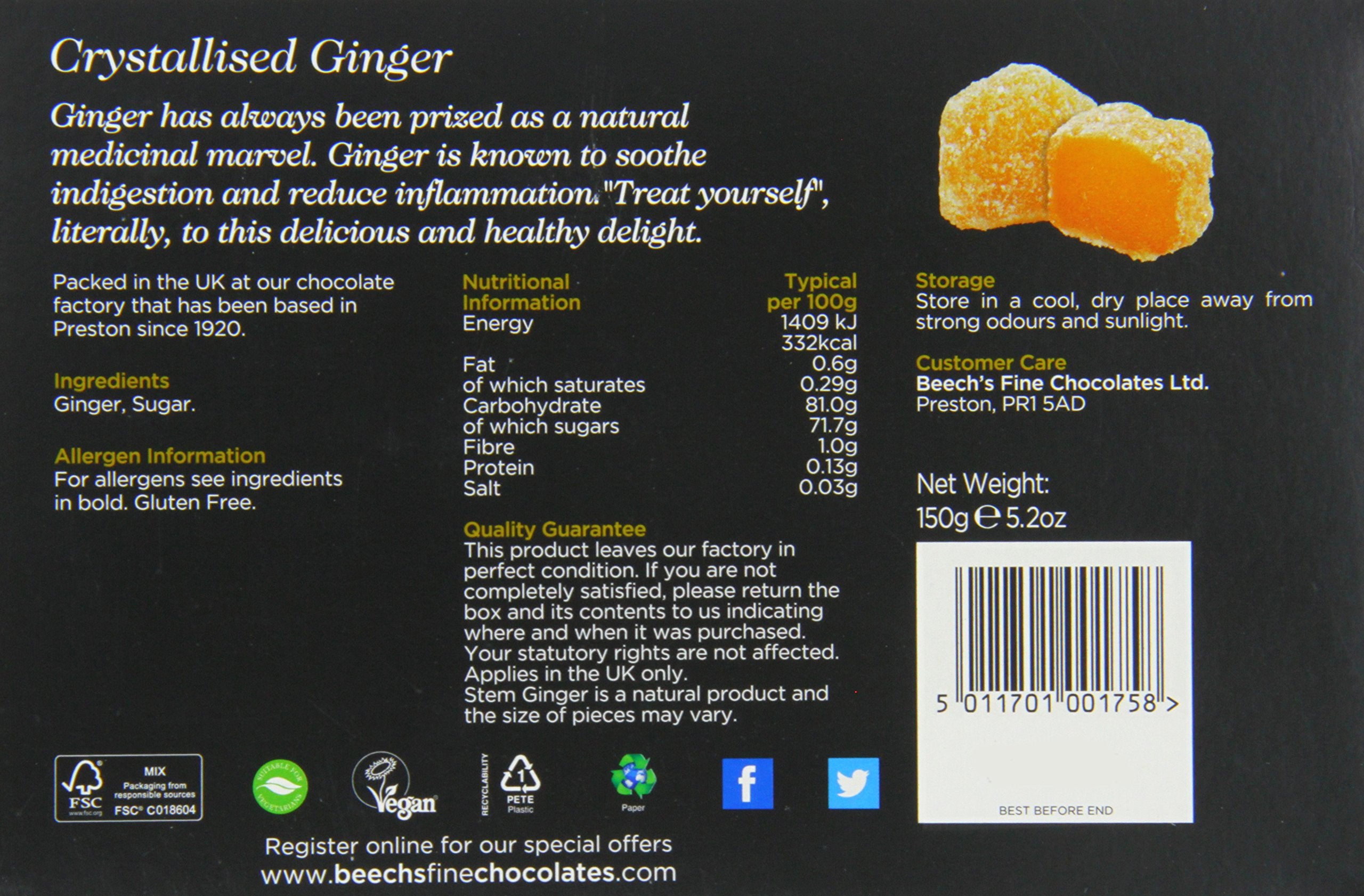 Beech's Crystalised Stem Ginger Gift Box,150g 7