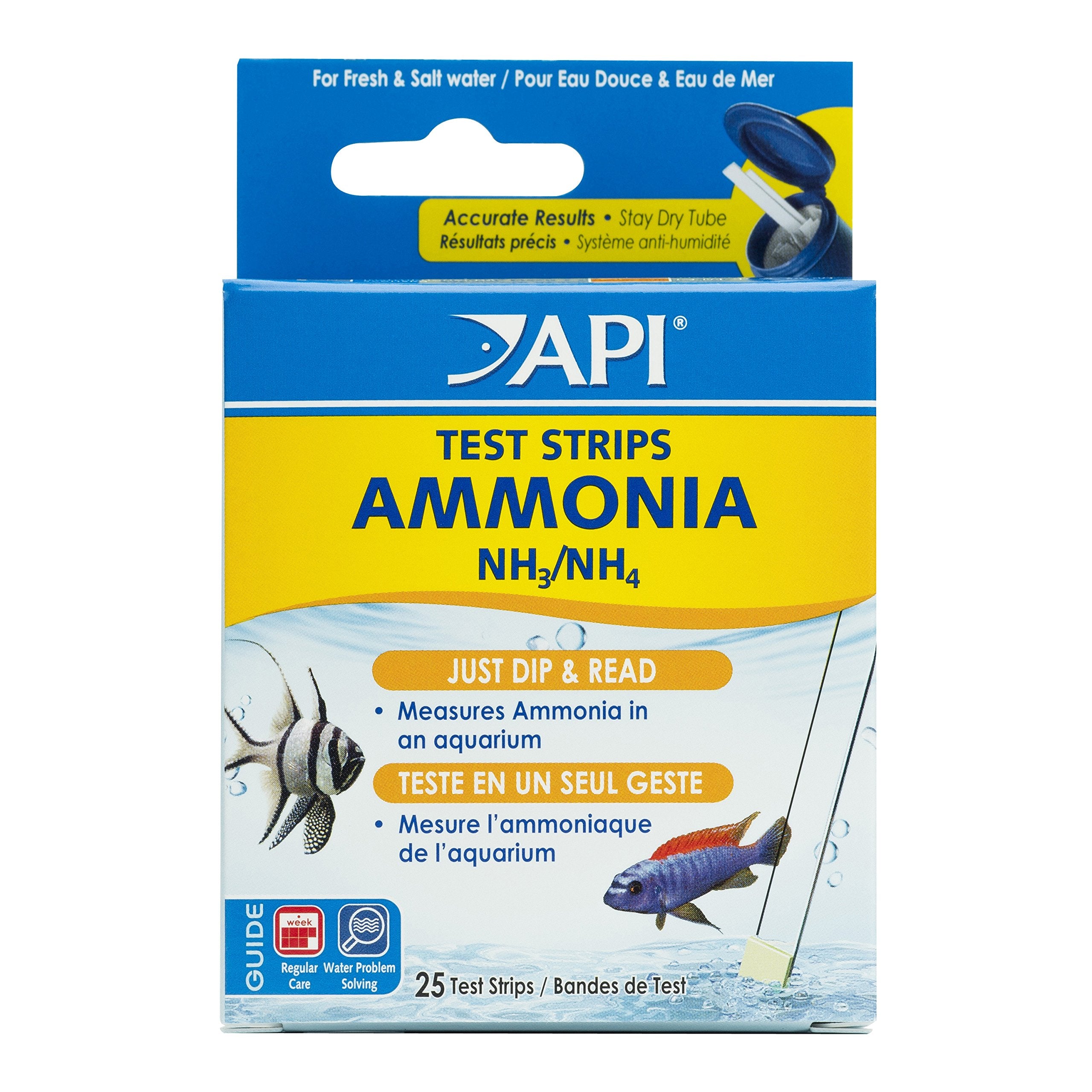 API AMMONIA TEST STRIPS - Freshwater & Saltwater Aquarium Water Quality Test Kit | 25 Strips 1