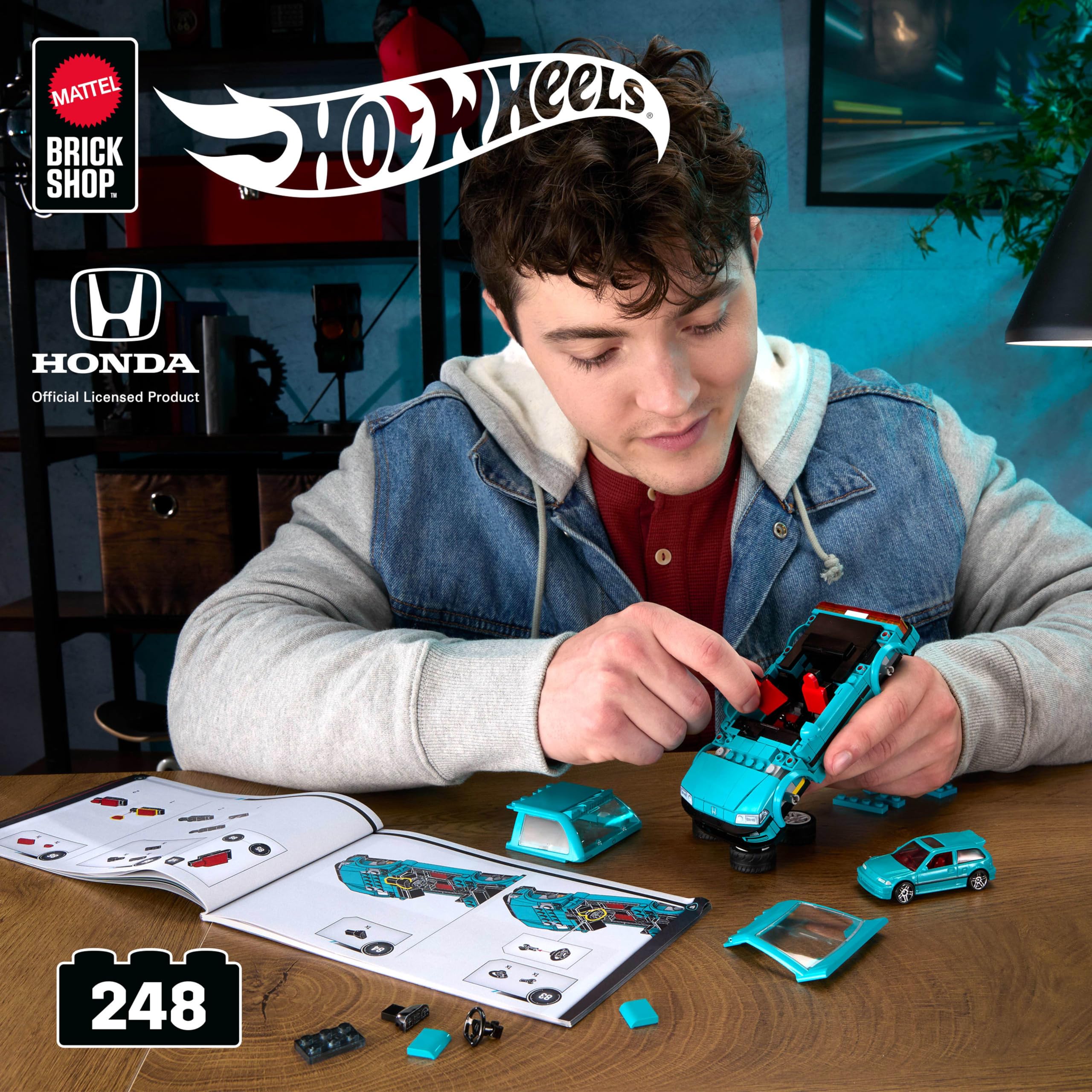 Mattel Brick Shop Hot Wheels Speed Series Building Set - Custom ’90 Honda Civic EF | 248 Pieces | Age 10+