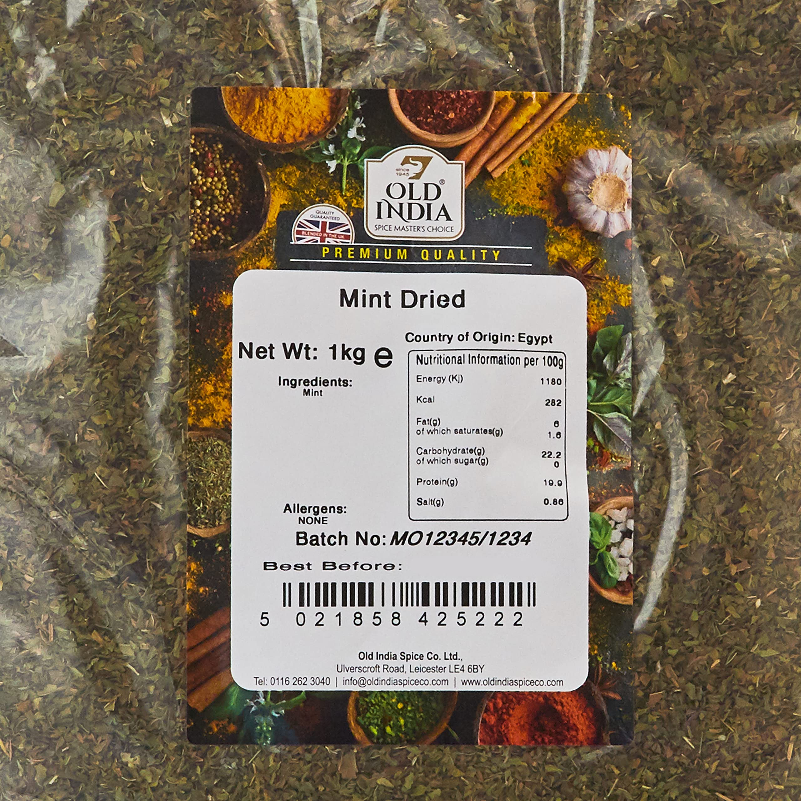 Old India Dried Mint Leaves - 1 kg Natural Herb for Curries, Soups, and Sauces