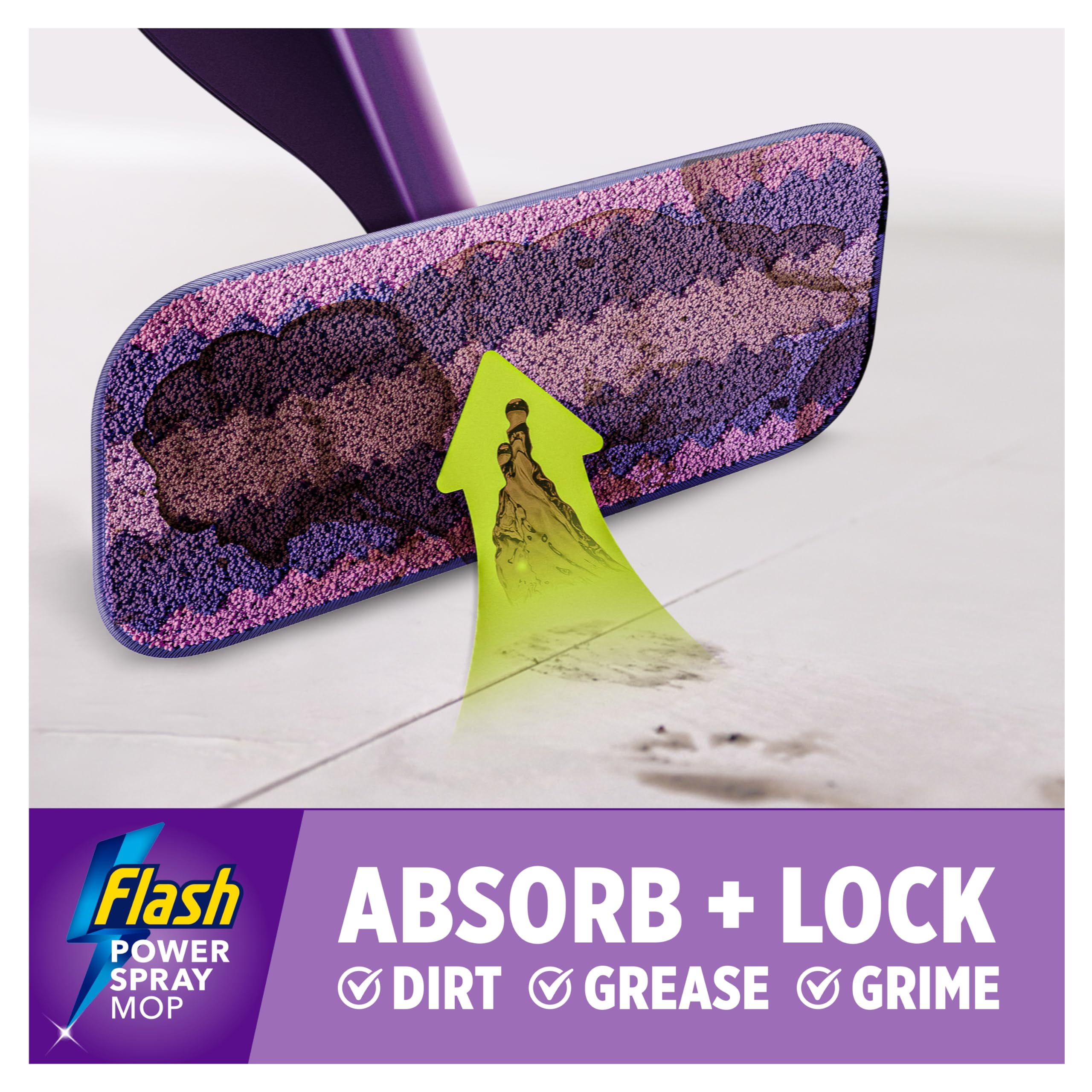 FLASH Power Spray Mop Microfibre Cloth - Washable & Reusable Pad | Purple