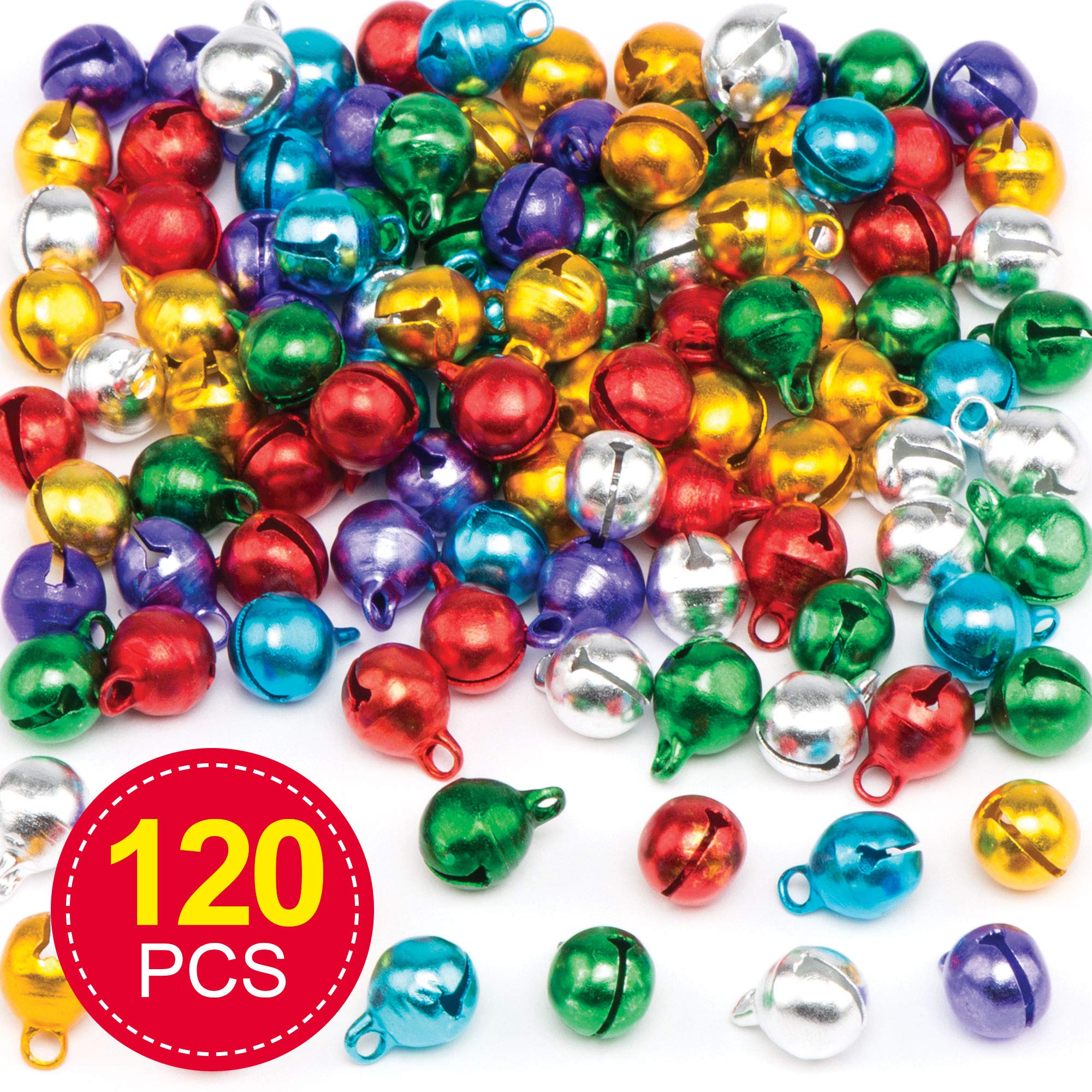 Baker Ross Mini Metallic Coloured Jingle Bells - 120-Piece Craft Set for Christmas Decorations 6