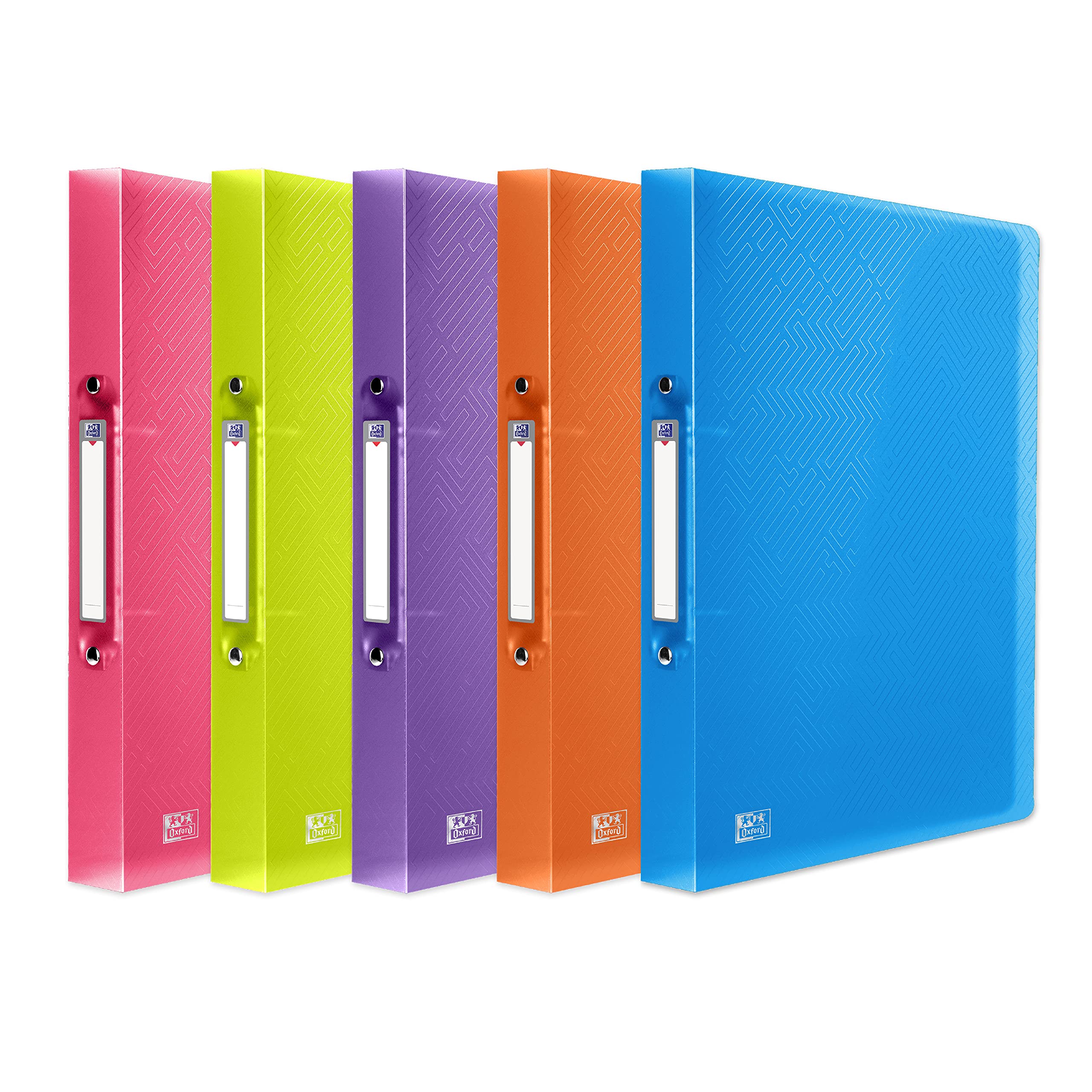 Oxford 2 Ring O-Ring Binder - A4, 40mm Spine, 250 Sheet Capacity | 5 Pack Assorted Colours