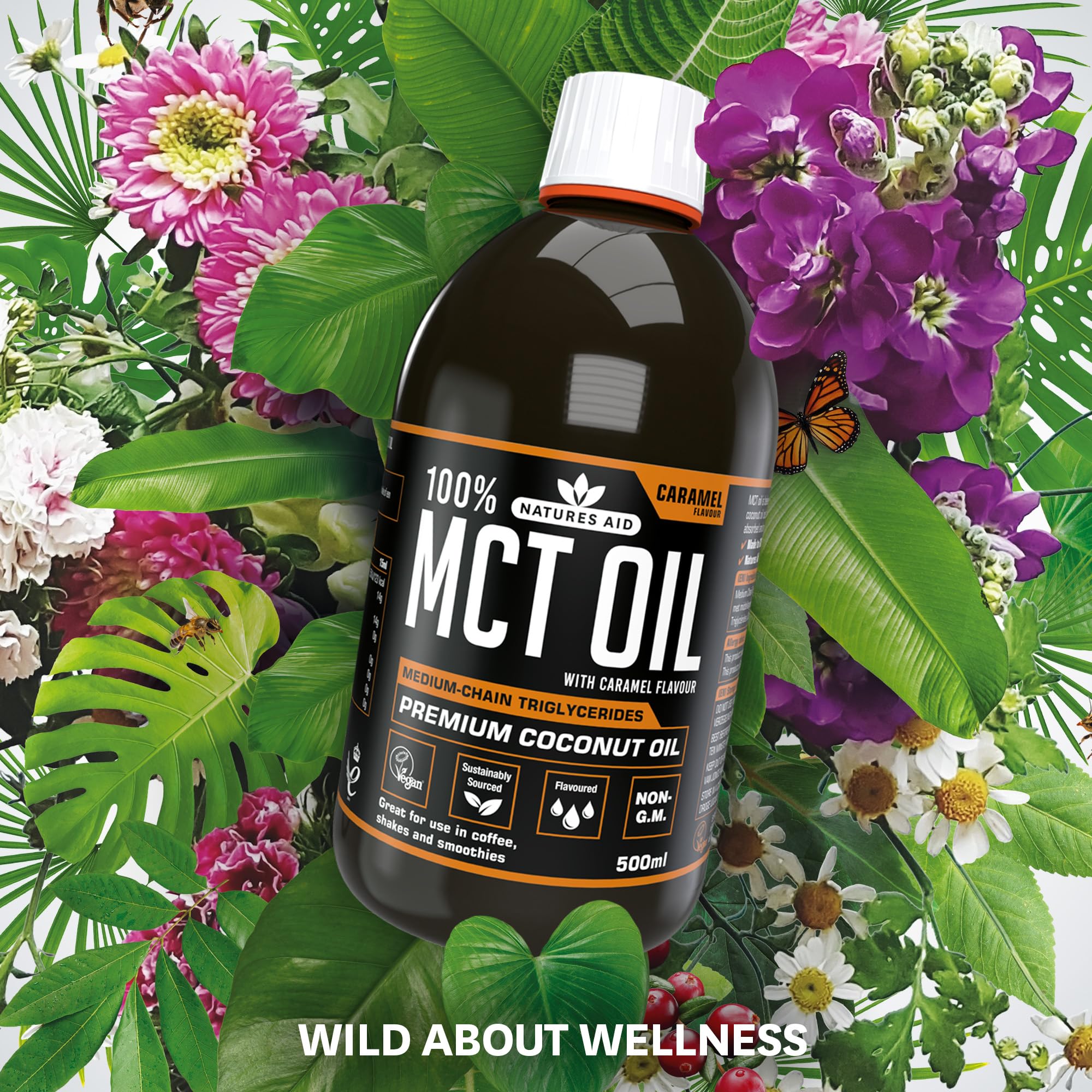Natures Aid MCT Oil - Caramel Flavoured 100% Pure Coconut Oil for Energy | 500ml Liquid 7
