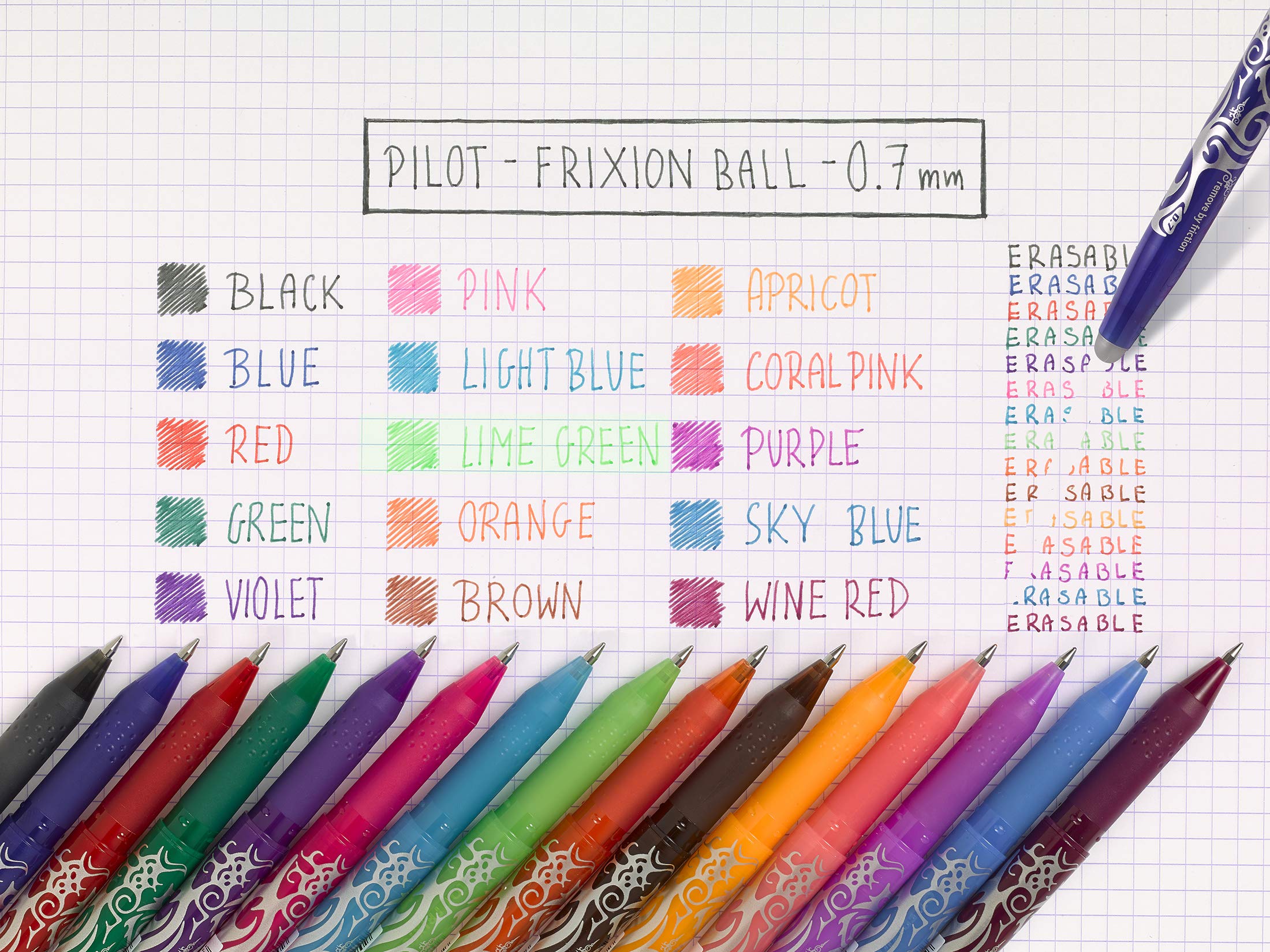 PILOT FriXion Ball Erasable Rollerball Pen - 0.7mm Tip, Blue Ink | 6 Count Pack 6