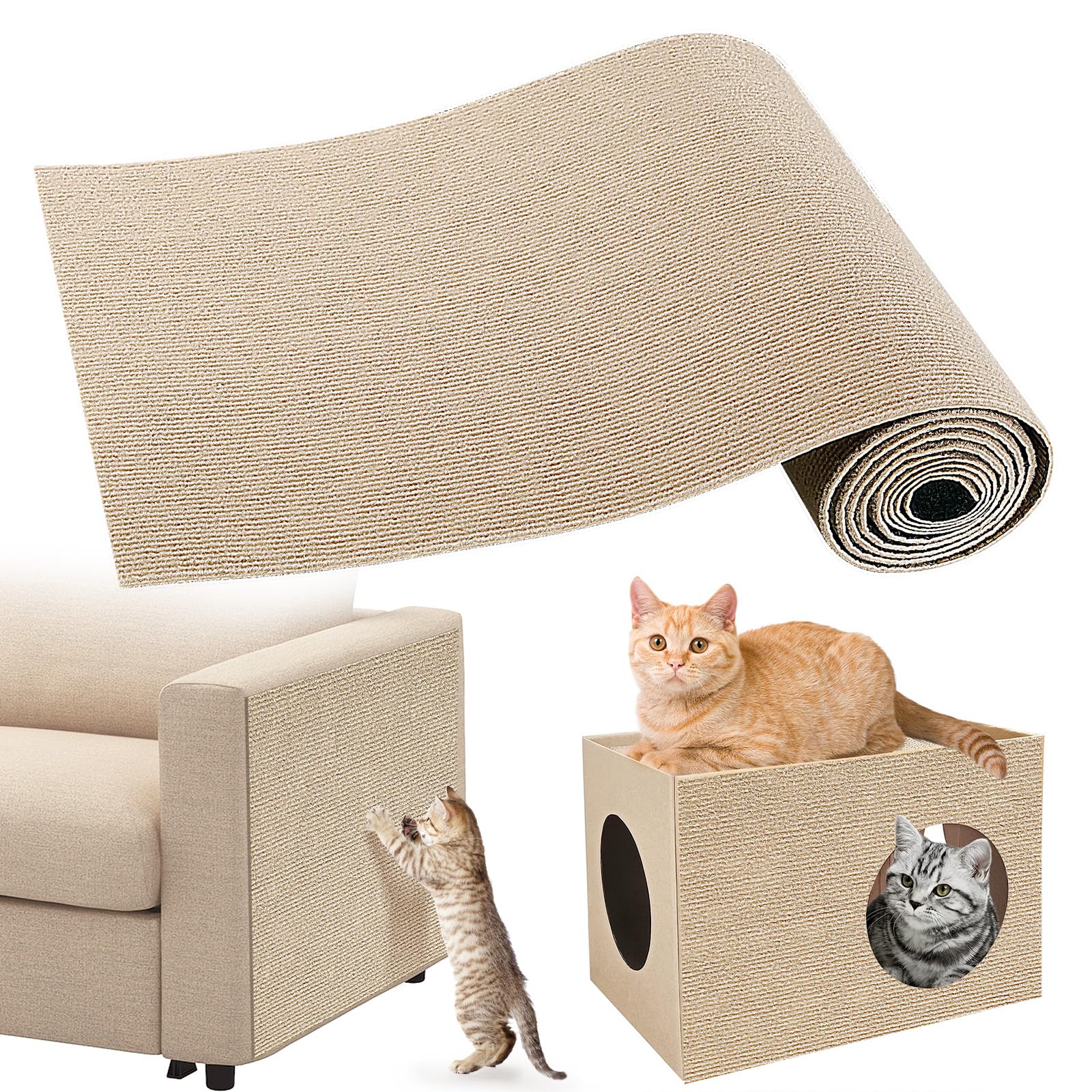Gimars Self-Adhesive Cat Scratching Mat - 200 x 40cm | Thickened Polyester | DIY Cuttable 1